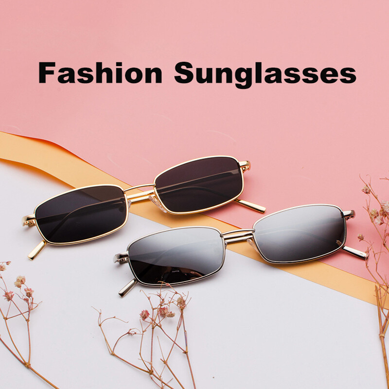 Fashion Slender Square Sunglasses 90s Retro Stylish Small Metal Trendy Glasses