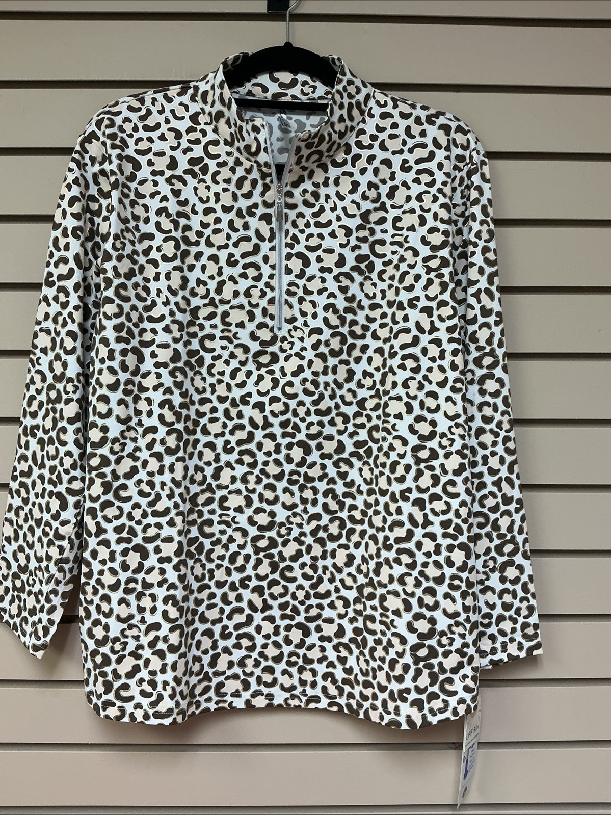 XL Lulu B Half Zip Pullover Bronze, Blush & White Cooling Fabric Long Sleeve NWT