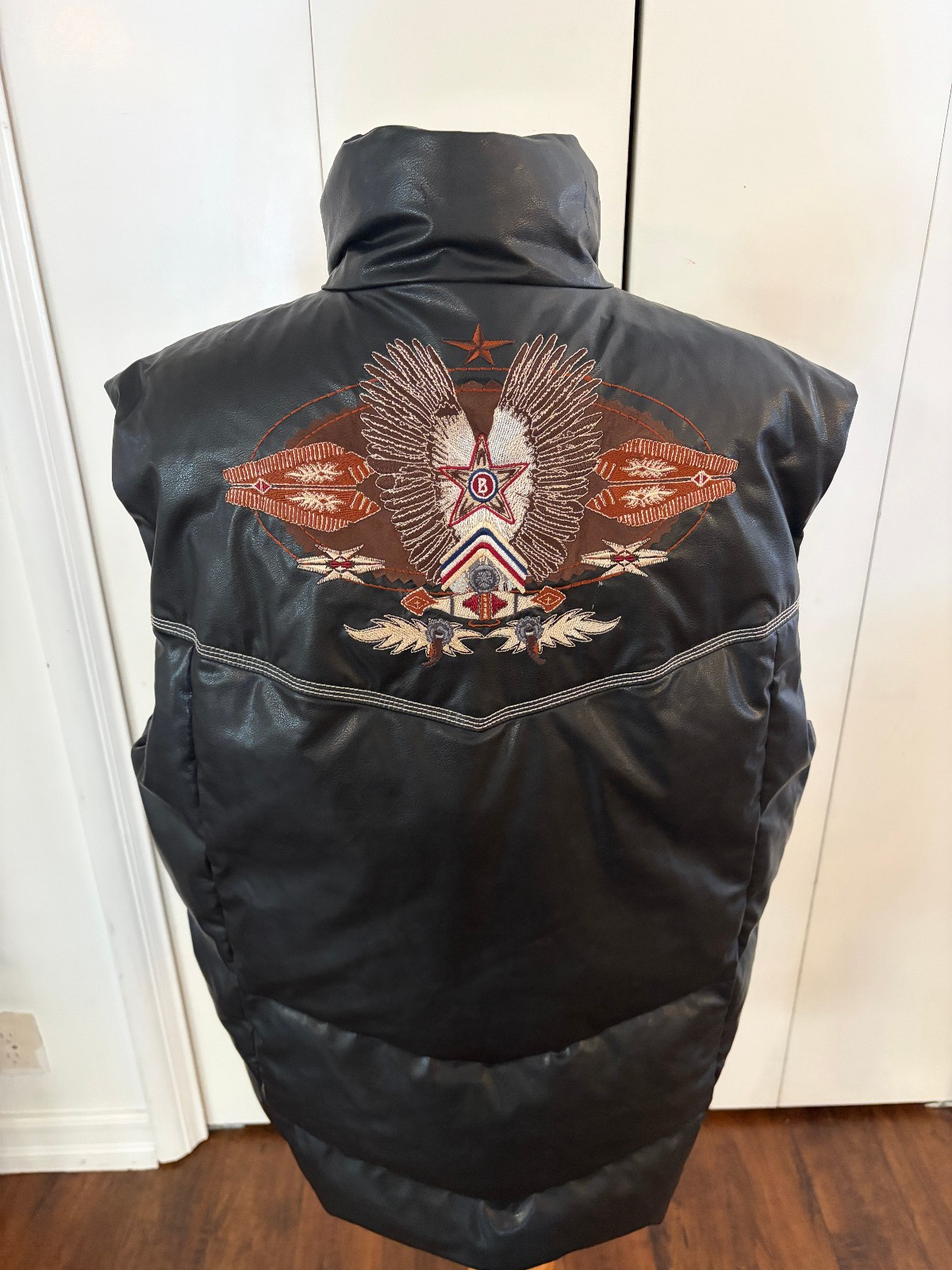 Vintage Bogner Goose Down Embroidered Vest Jacket Mens 42 Black