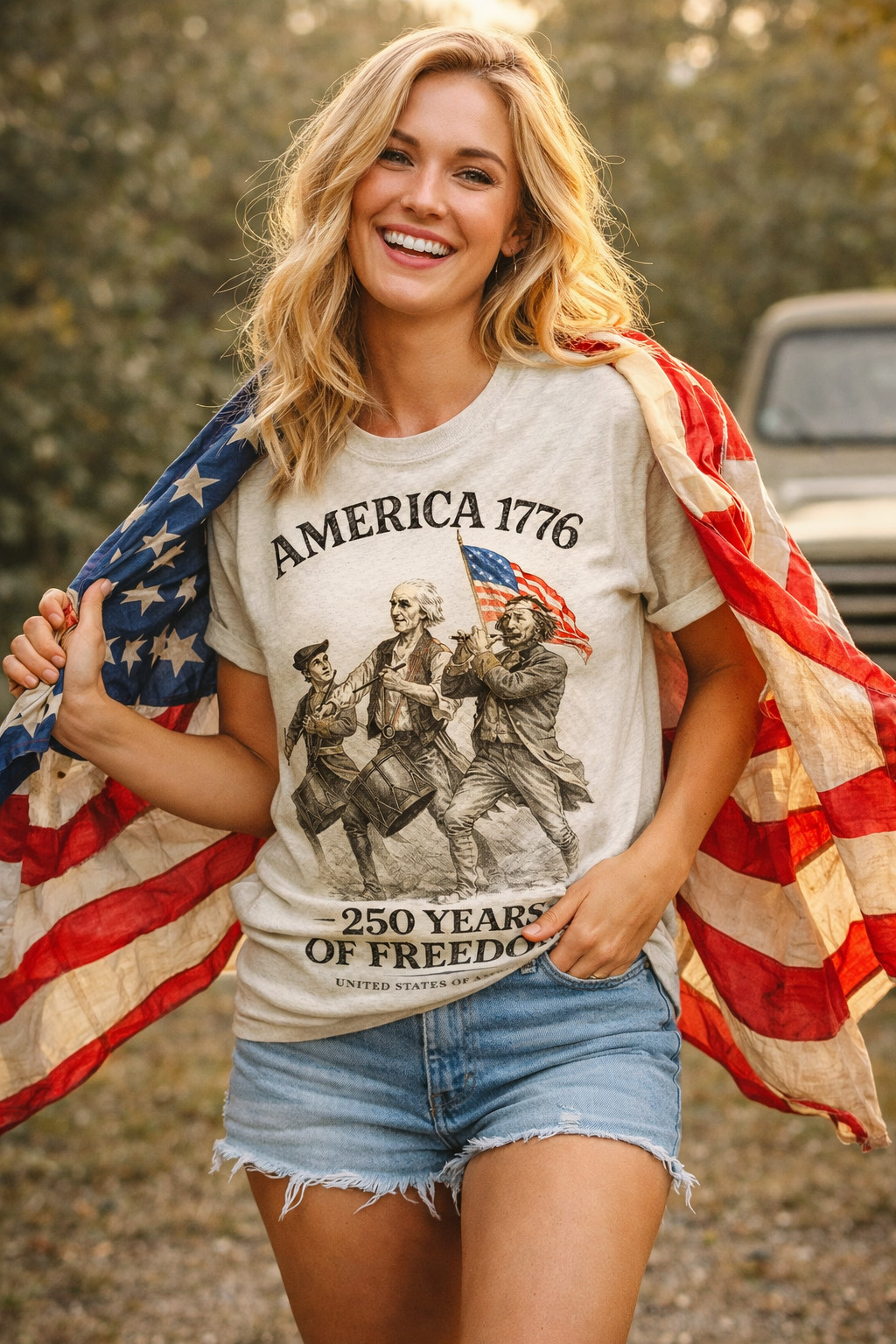 America 1776 Shirt Spirit of 76 Patriotic 250 Years Freedom 4th July T-shirt