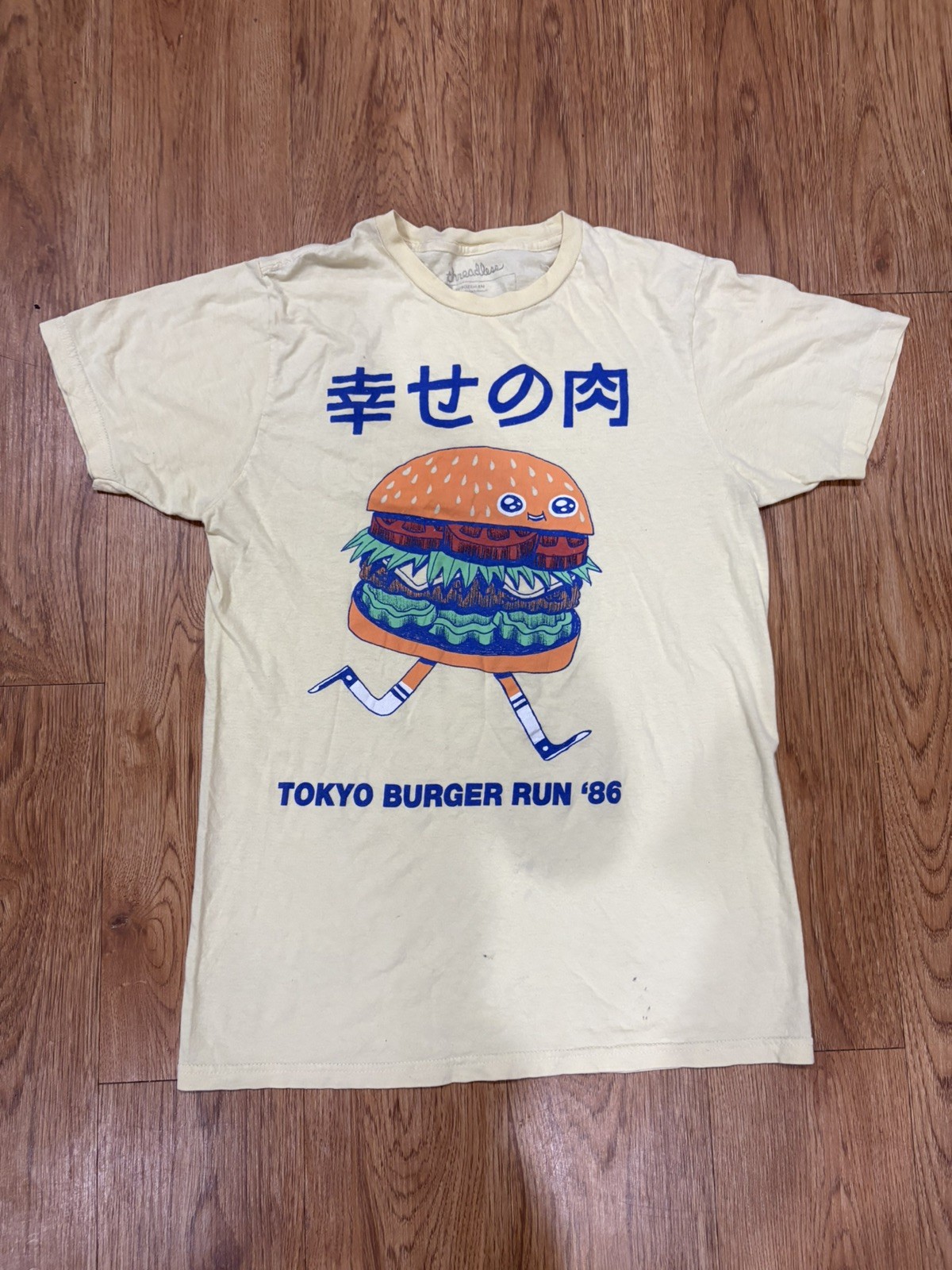 Threadless Burgerman Shirt Unisex M Yellow Tokyo Burger Run ’86 Graphic Tee