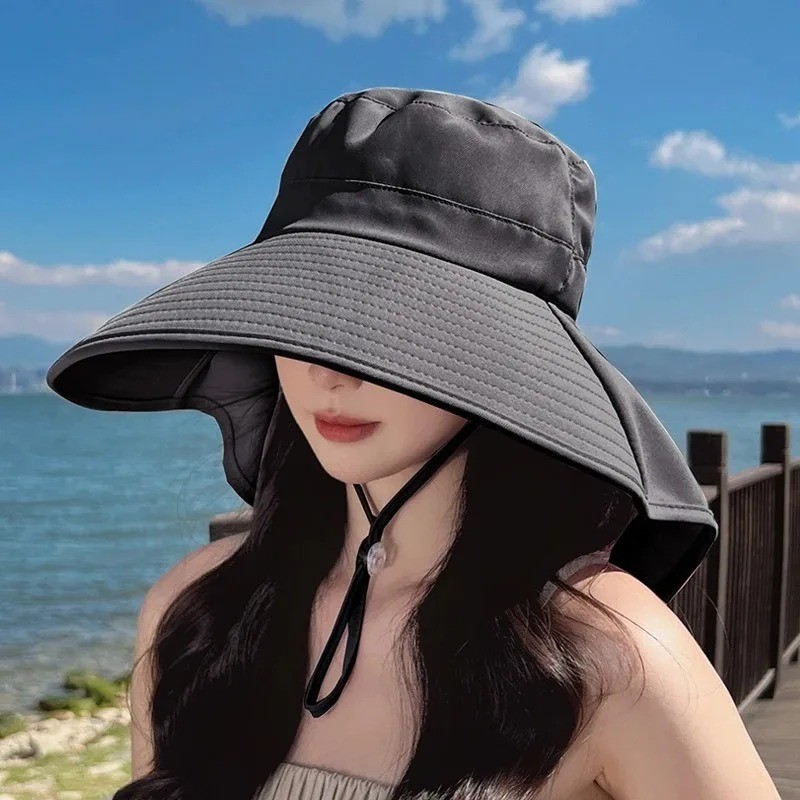 Women’s UPF 50+ Sun Hat Wide Brim Bucket Hat Neck Flap Fishing Safari Cap