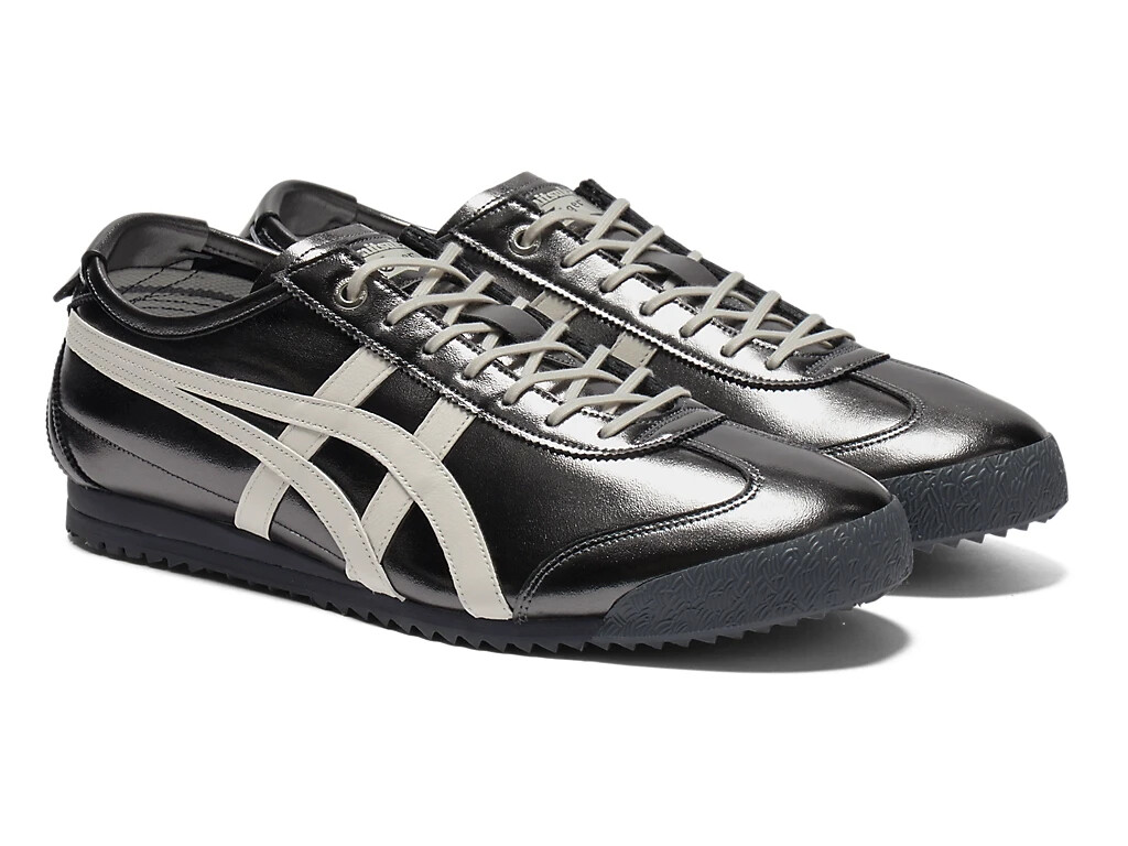 Onitsuka Tiger Mexico 66 Black Silver Leather Sneakers Shoes Unisex w/ Box
