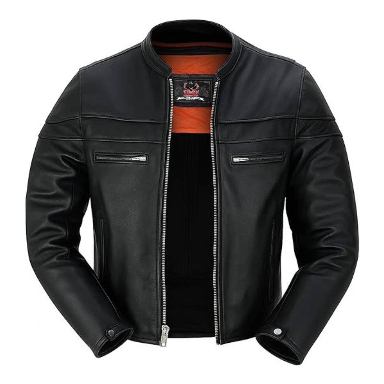 Men Real Leather Jacket Brando Motorcycle Perfecto Black Marlon Biker Jacket