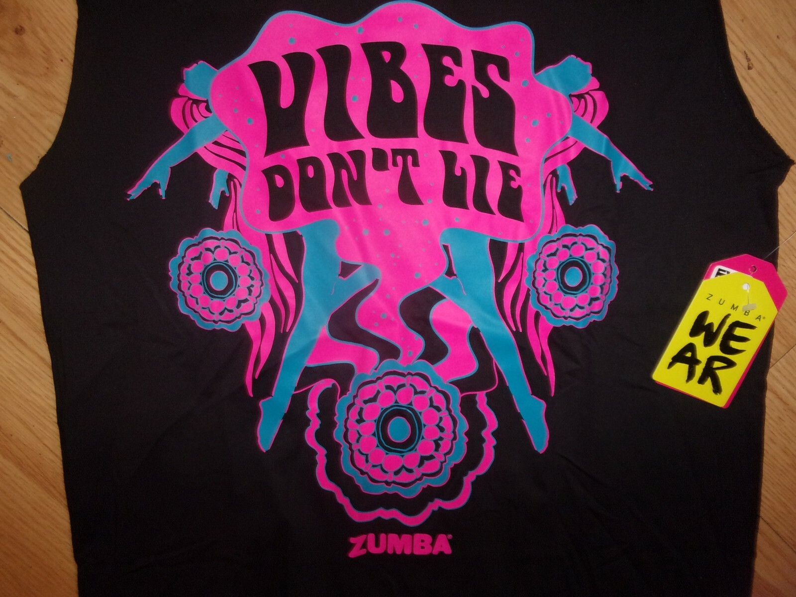 Zumba Unisex Instructor Vibes Muscle Tank – Bold Black Z3T00186 size XS/S (B197)