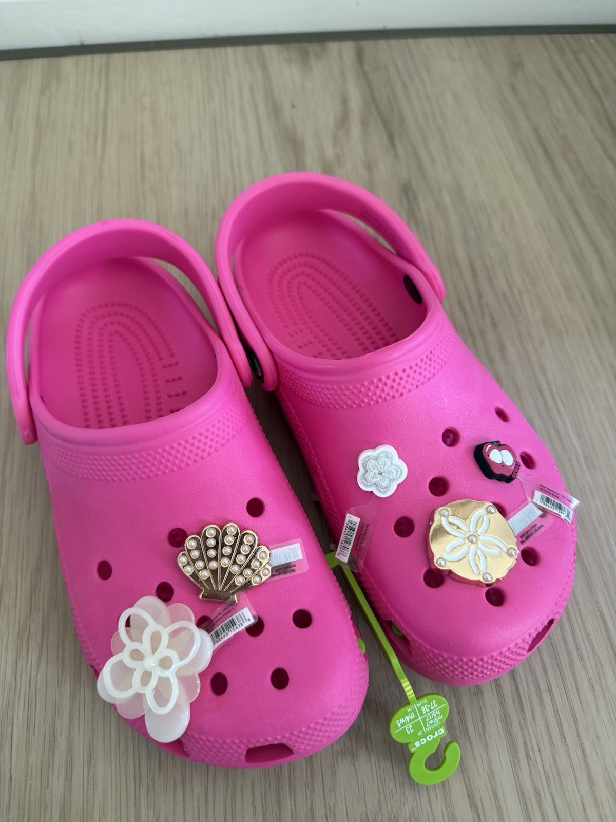 Crocs Classic Pink Crush Size W7. Free Charms Included