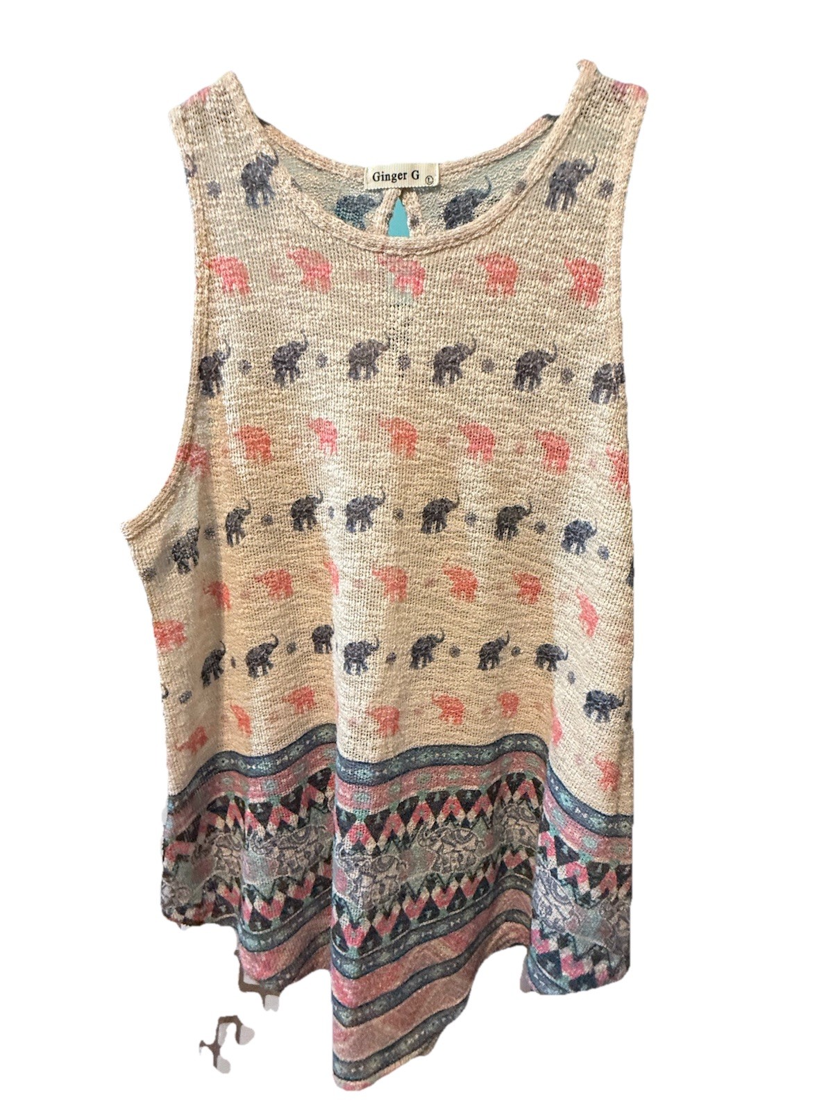Ginger G. Tank SZ Large Elephants Marching Style# K7480-DM84
