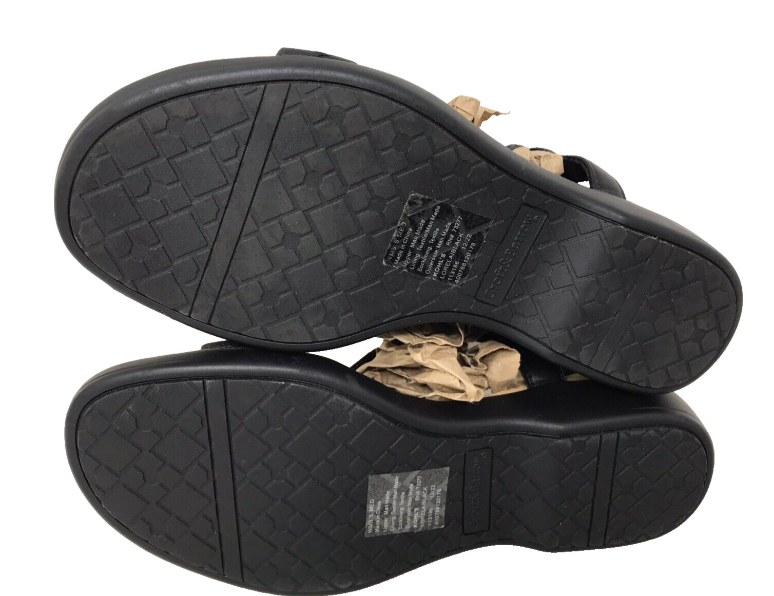 Croft & Barrow Women’s Lorelai Comfort Walking Strappy Sandals Blk Size:8.5 197i