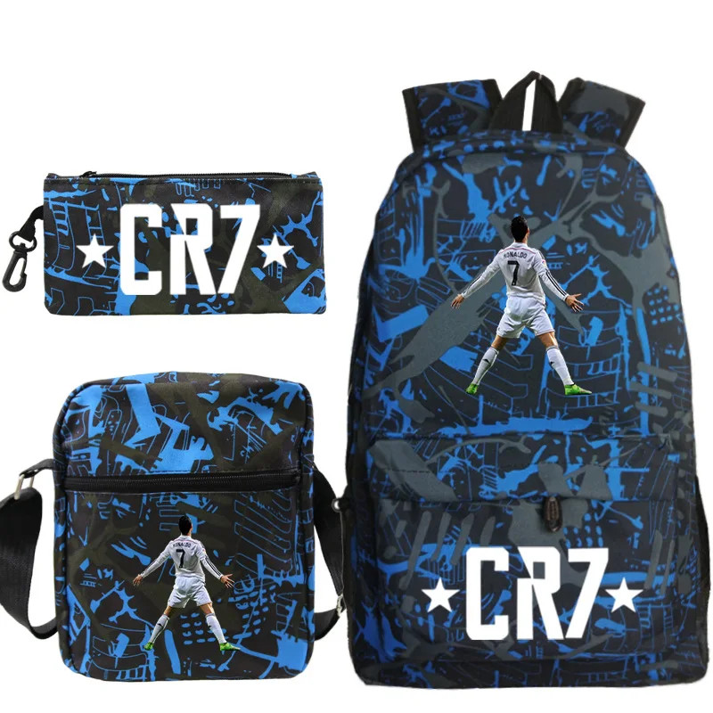 New 3Pcs CR7 Backpacks Simple Style Lightweight Boys Girls School Bags Capacity