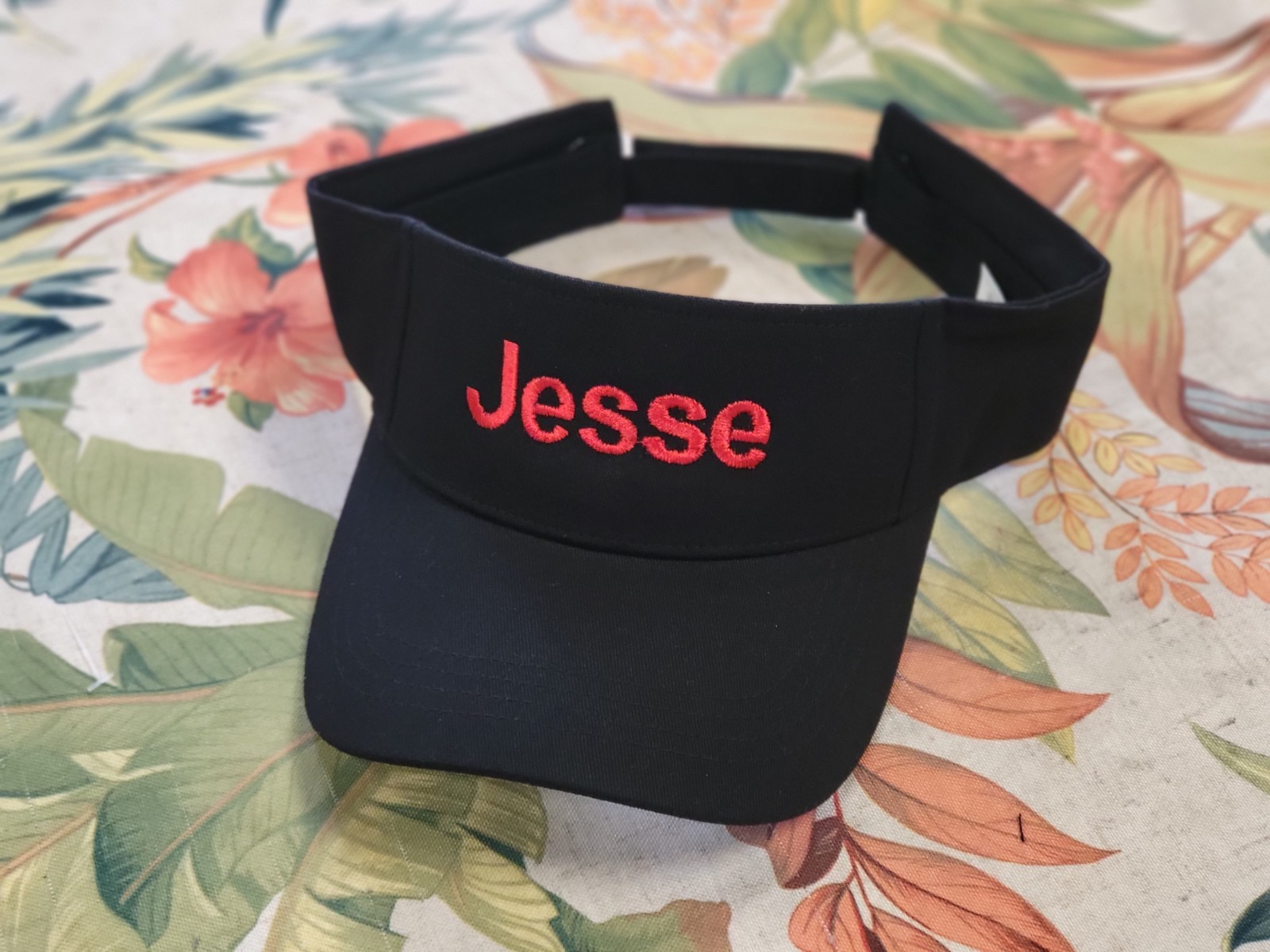 Custom embroidered sun visor cap, personalized embroidered visor hat (black)