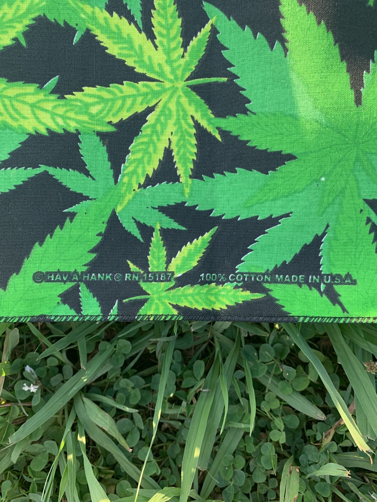 Cannabis Leaf Approximately 22x22in Bandanna Made in USA 100% Cotton(I know)