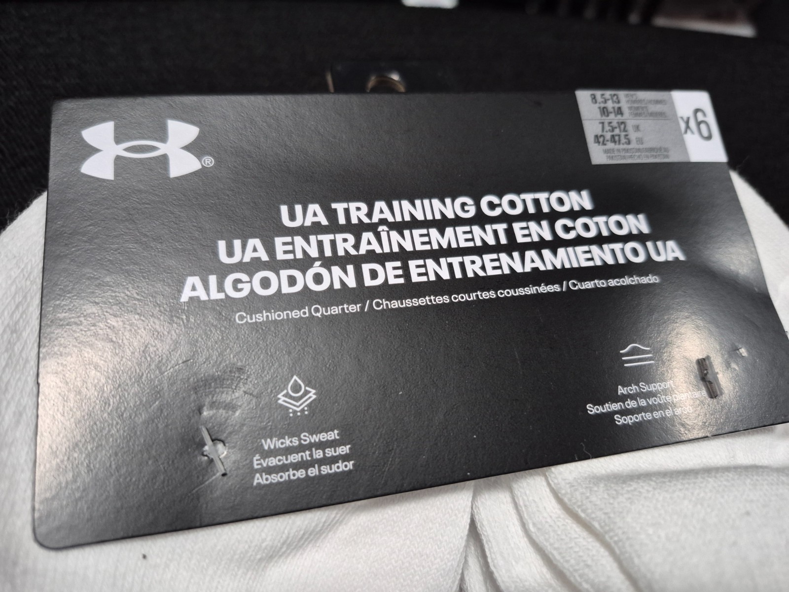Under Armour -Mens Performance Training Cotton Cushioned Quarter Socks SZ 8.5-13