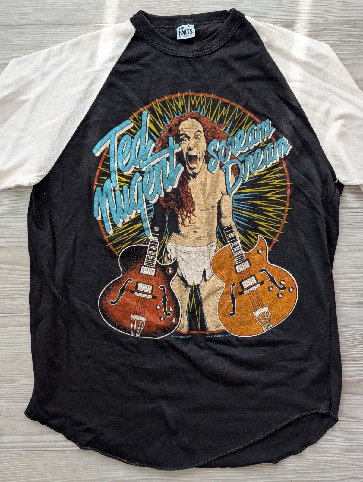 The HITS Tom Petty Double-Sided Graphic Black/White Raglan Long Sleeve Tee L