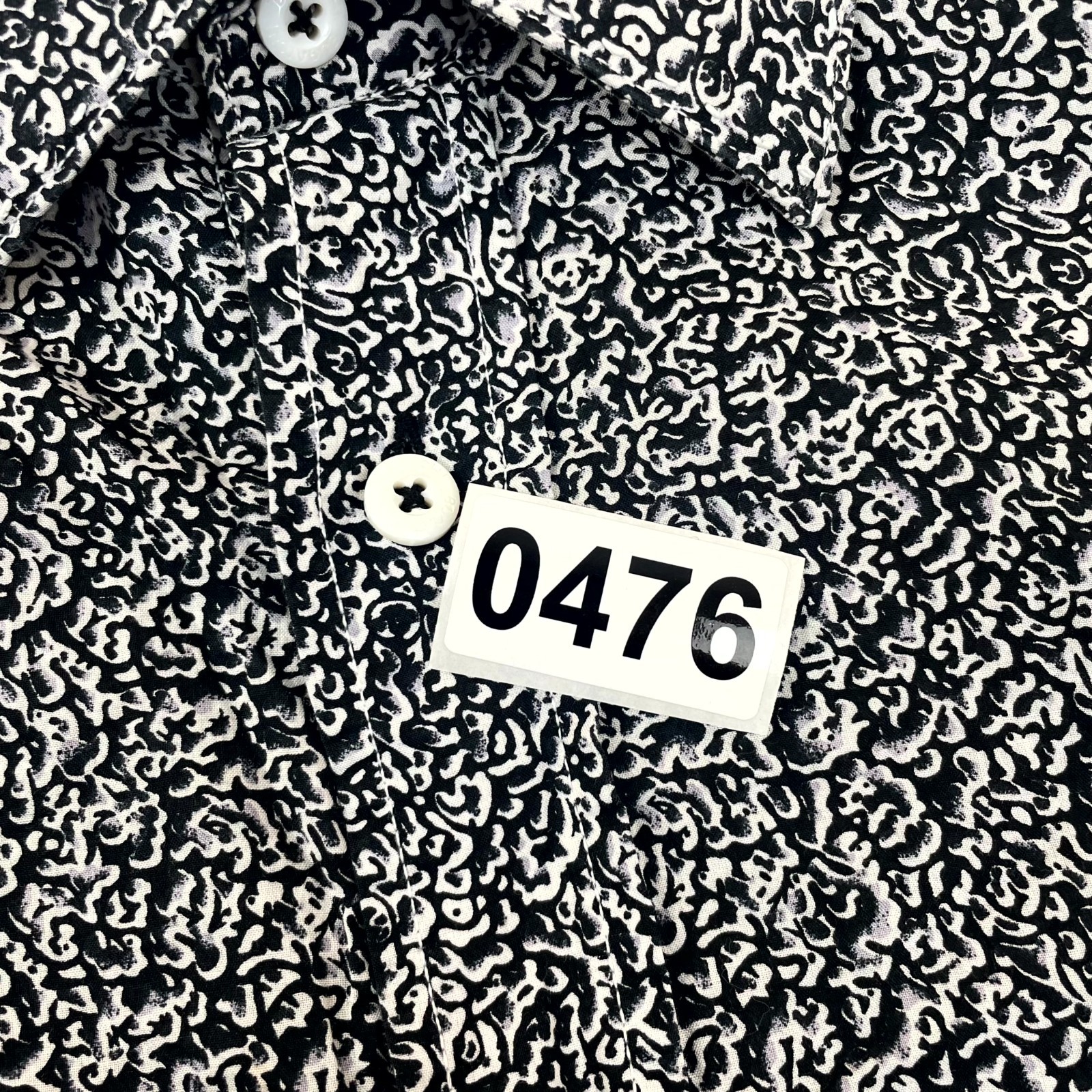 Bugatchi Uomo Shirt Men Medium Black White Geometric Shaped Fit Cotton Button Up
