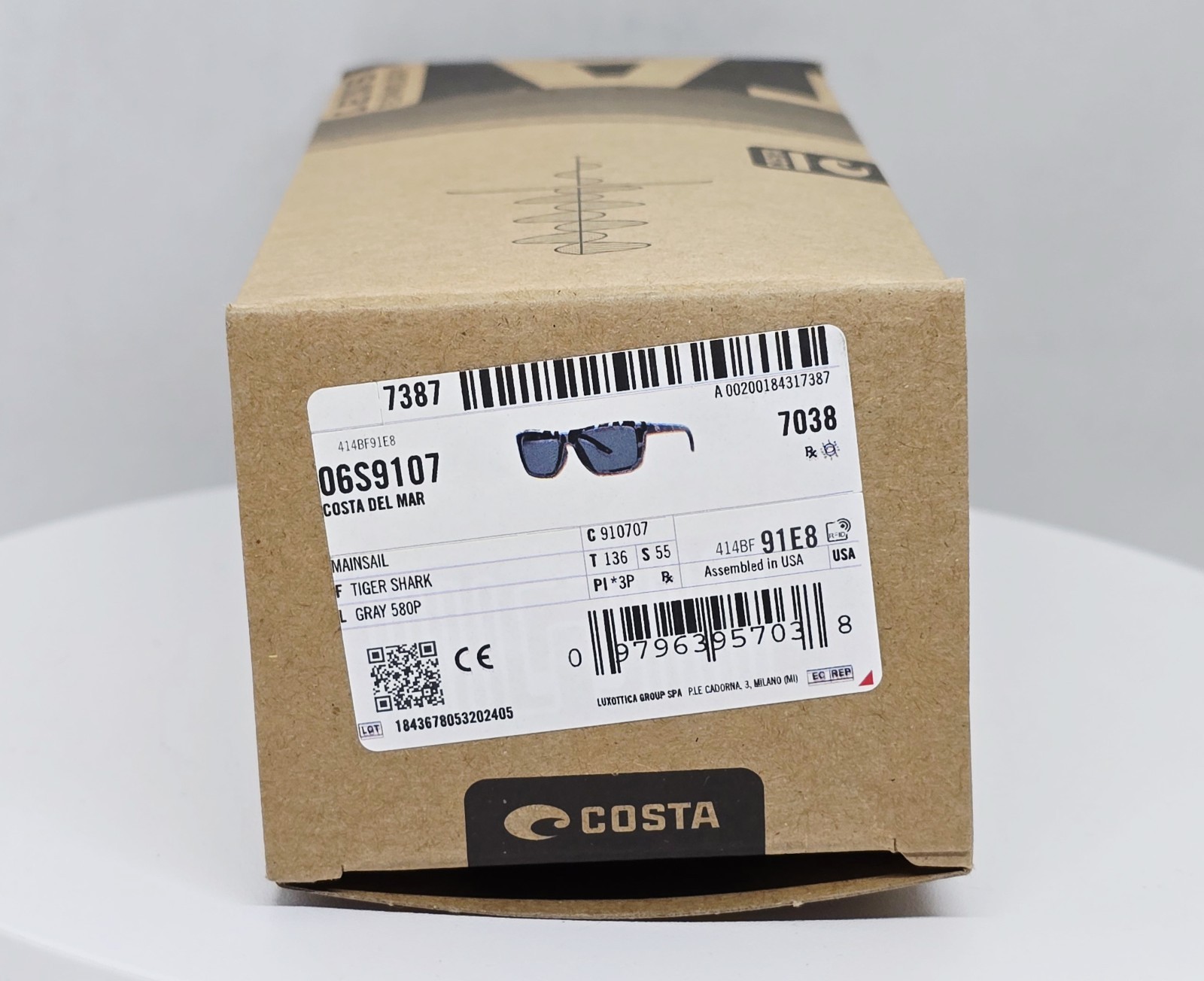 COSTA DEL MAR tiger shark/gray MAINSAIL polarized 580P sunglasses NEW IN BOX!