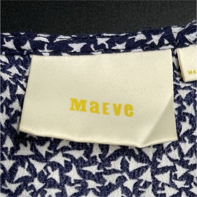 Anthropology Maeve Blue White Square Neck Puff Sleeve Viscose Blouse Womens M