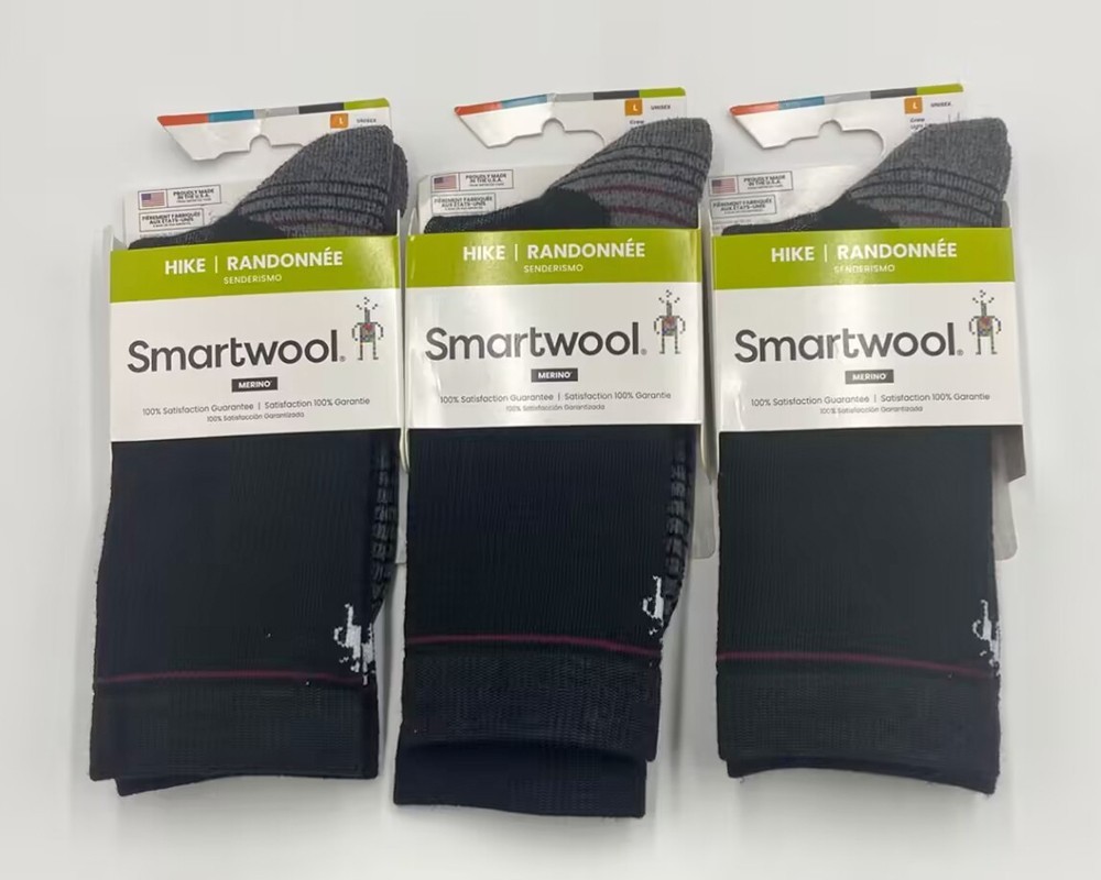 Smartwool 3 Pack Men’s hike Randonnee Crew Socks Light Cushion Size Large black
