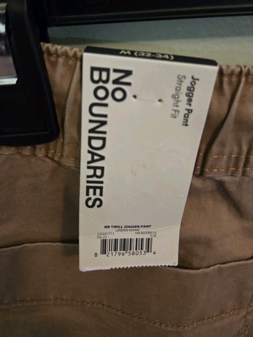 No Boundaries Men’s MEDIUM 32-34 Twill Jogger Pants URBAN KHAKI Straight #10726