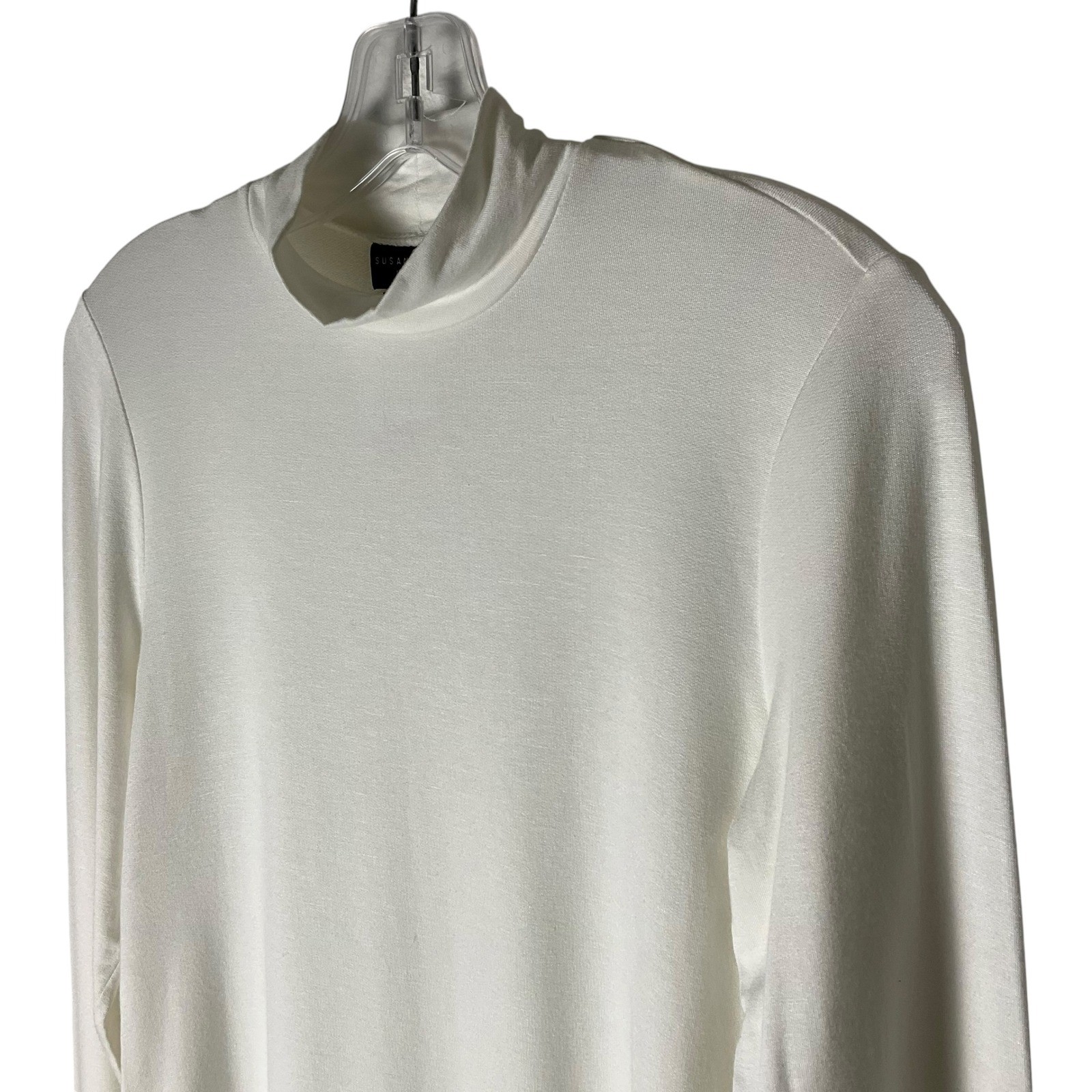 Susan Graver Weekend Jersey Knit Mock-Neck Top A399655 White Size XXS