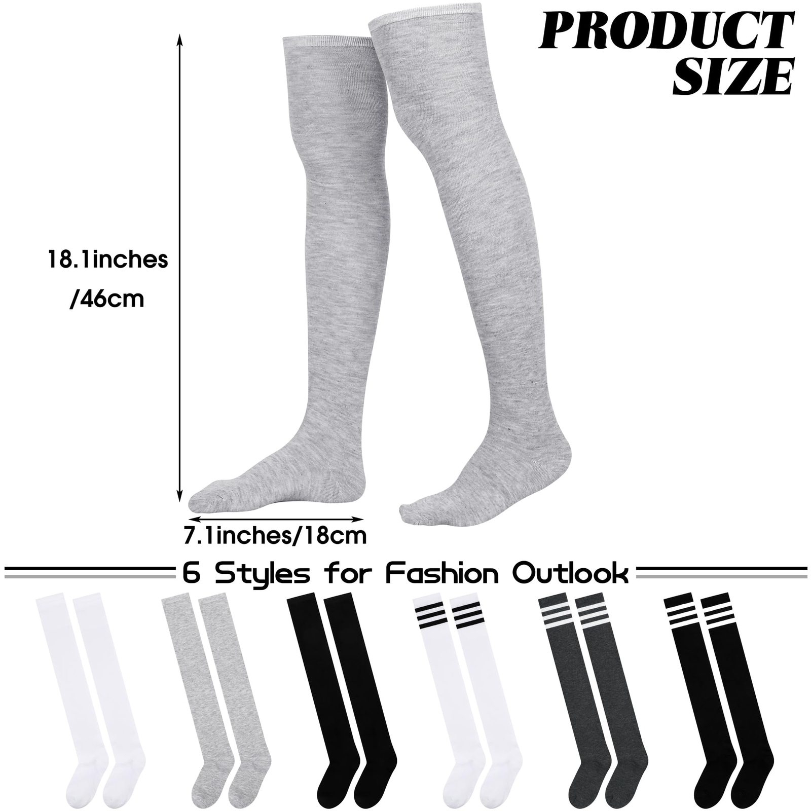Girls Ladies Women Thigh High Over the Knee Socks Extra Long Cotton Stockings US