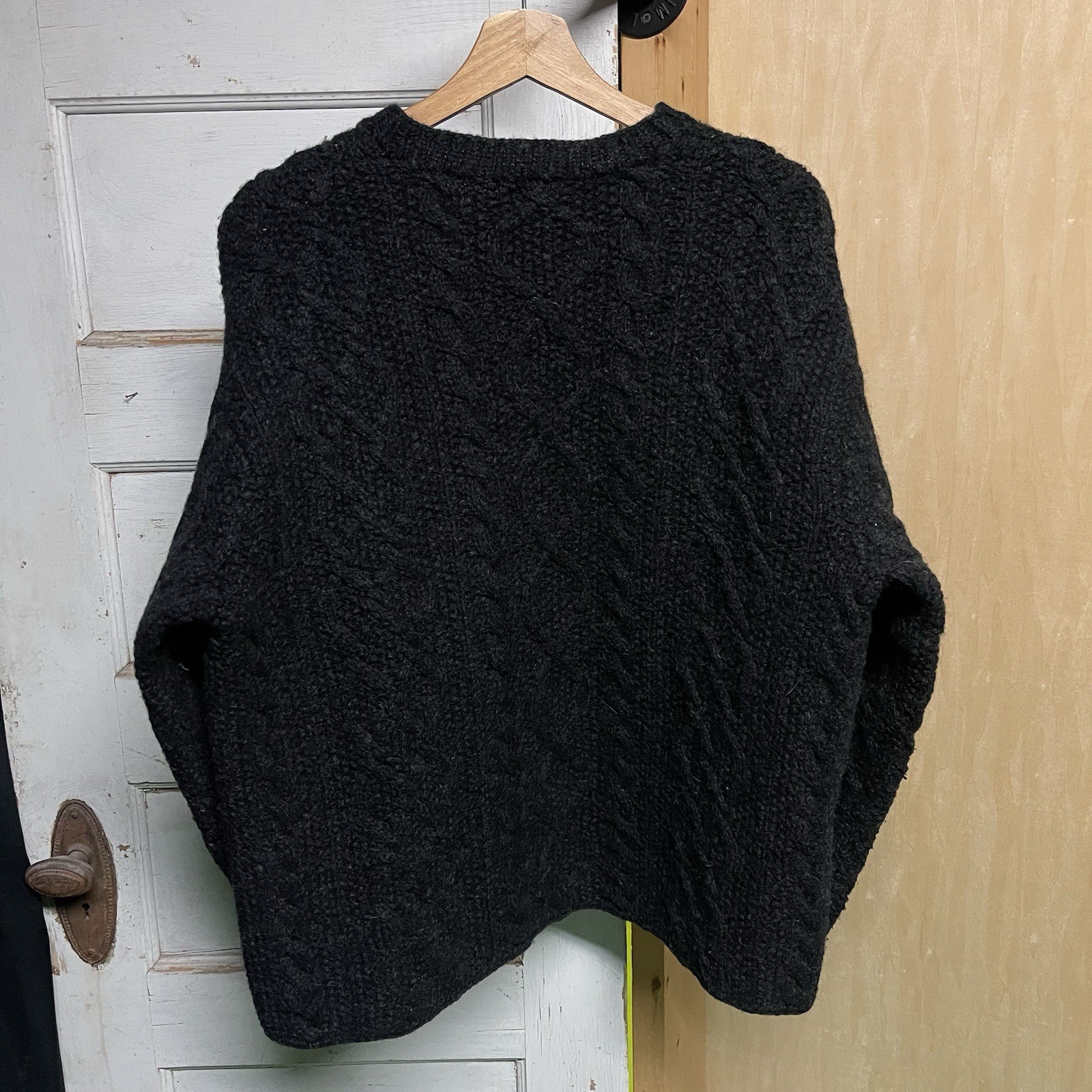 Vintage J.Crew Handknit Sweater Wool Fisherman Cable Knit Gray Sz Large