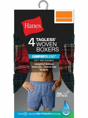Hanes® Men’s ComfortBlend Woven Boxers 4-Pack ” TAGLESS ” MBBXD4