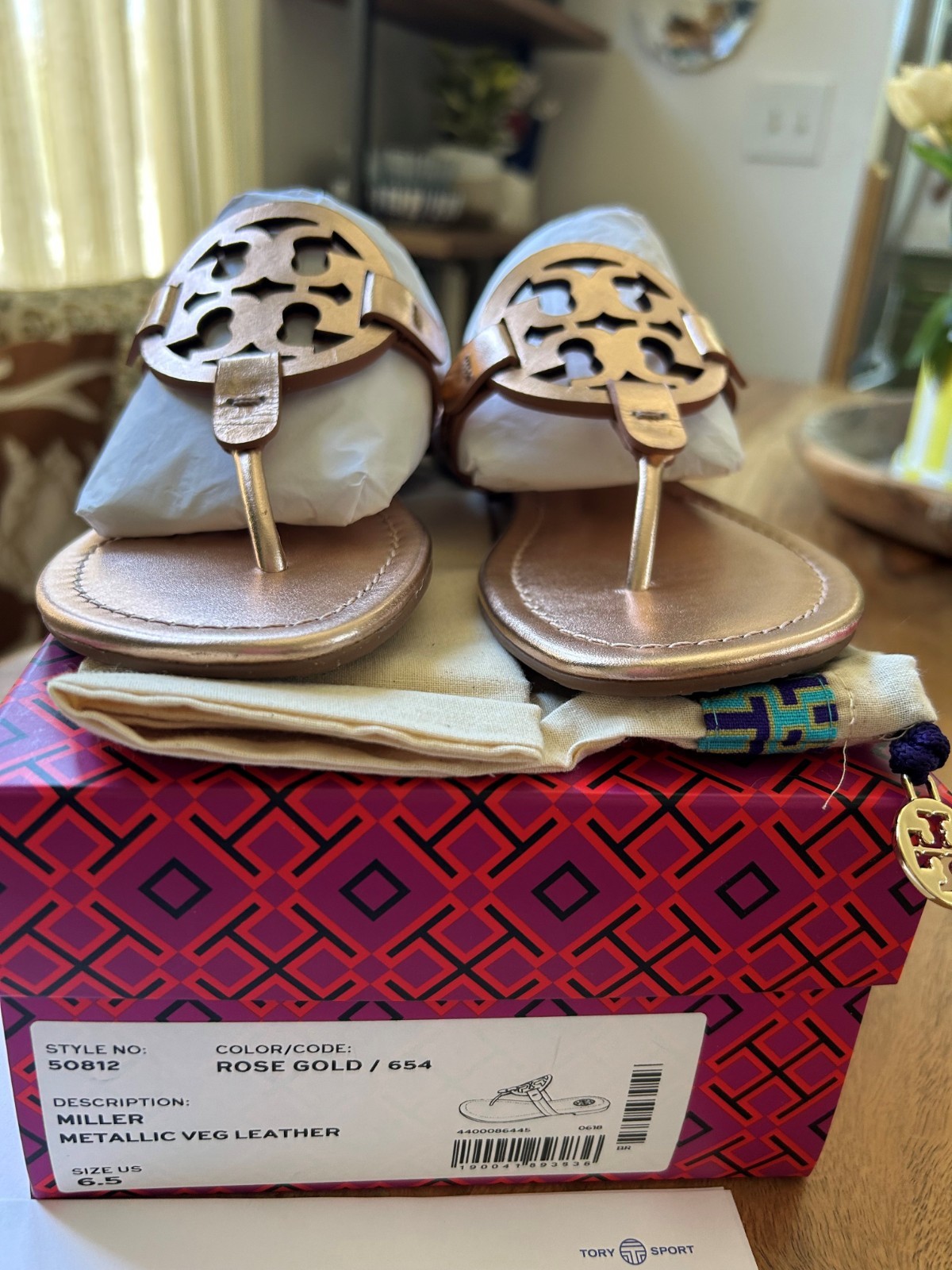 Tory Burch Miller Sandals -metallic rose gold – US size 6.5