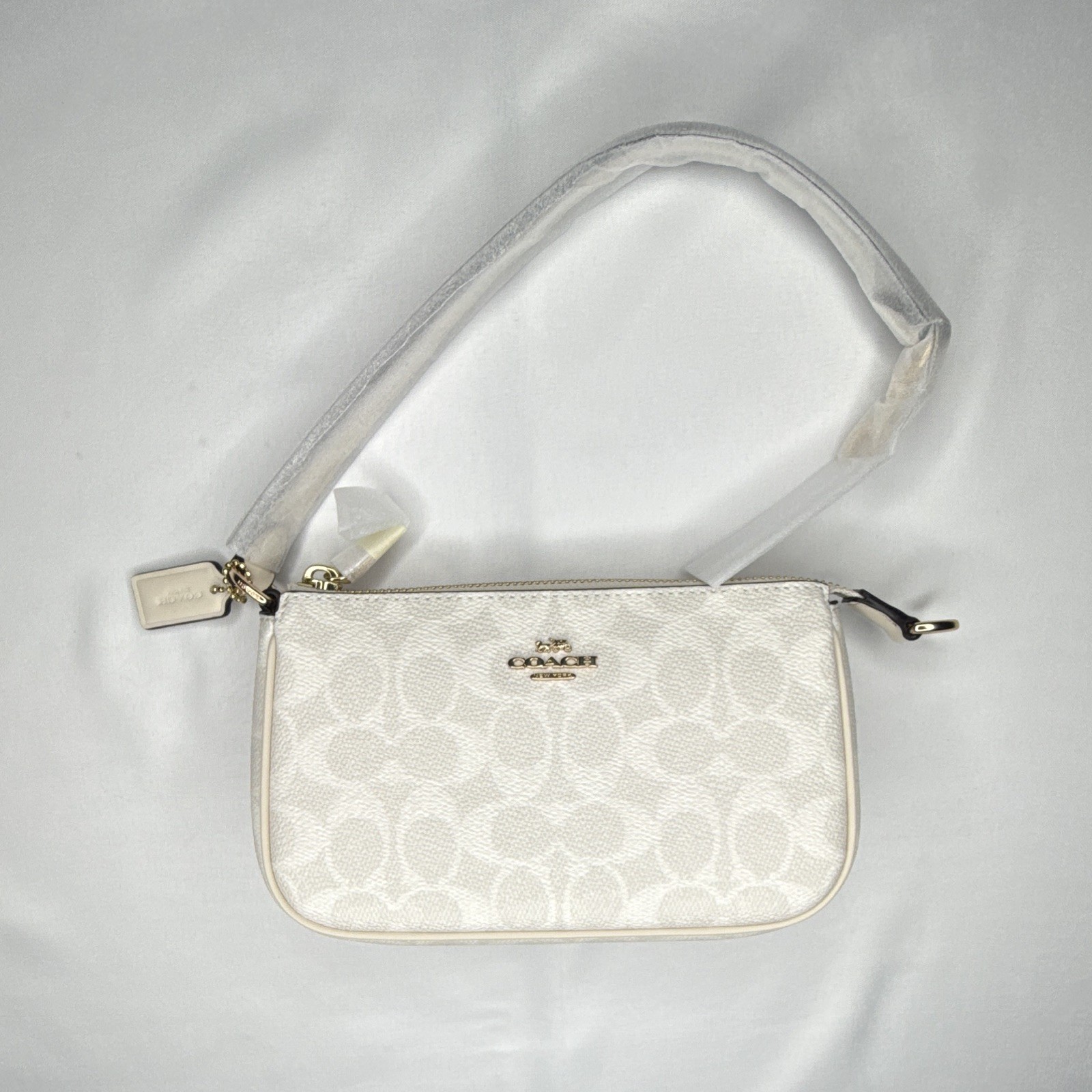 COACH Nolita 19 Wristle Bag Signature Canvas Gold White Chalk CW426