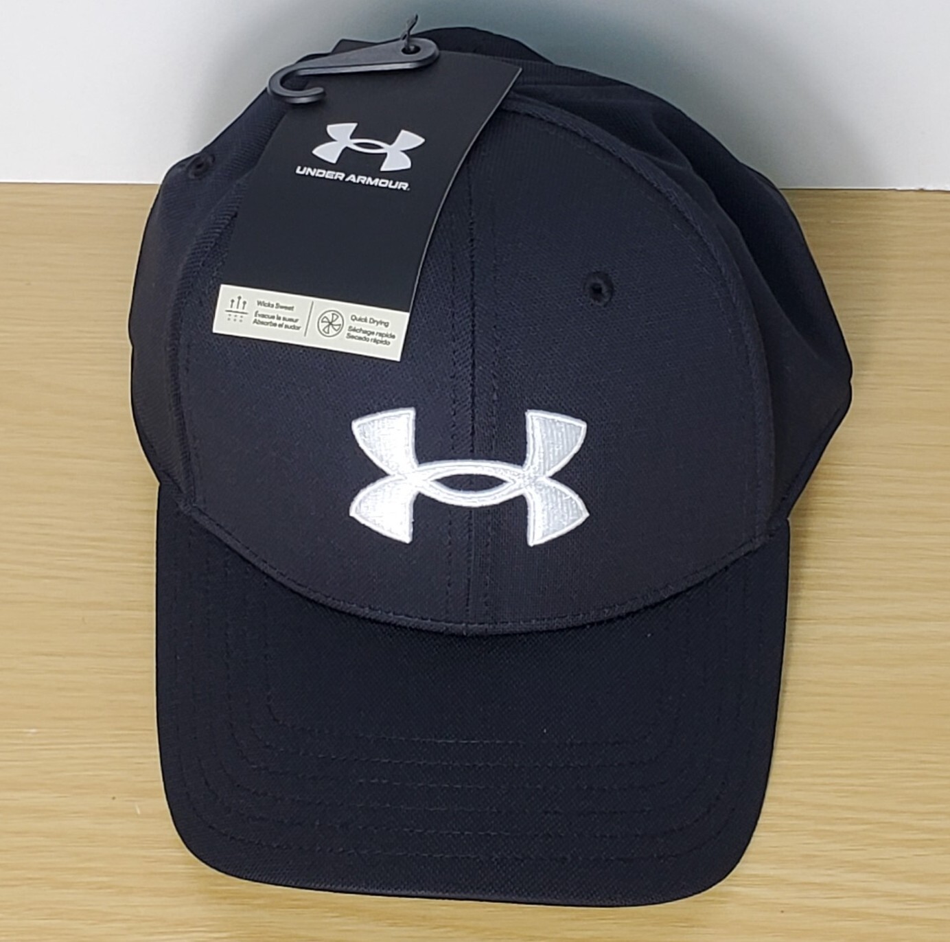 Under Armour UA Men’s Blitzing Cap L/XL 1376700 Black White Stretch Fit HeatGear