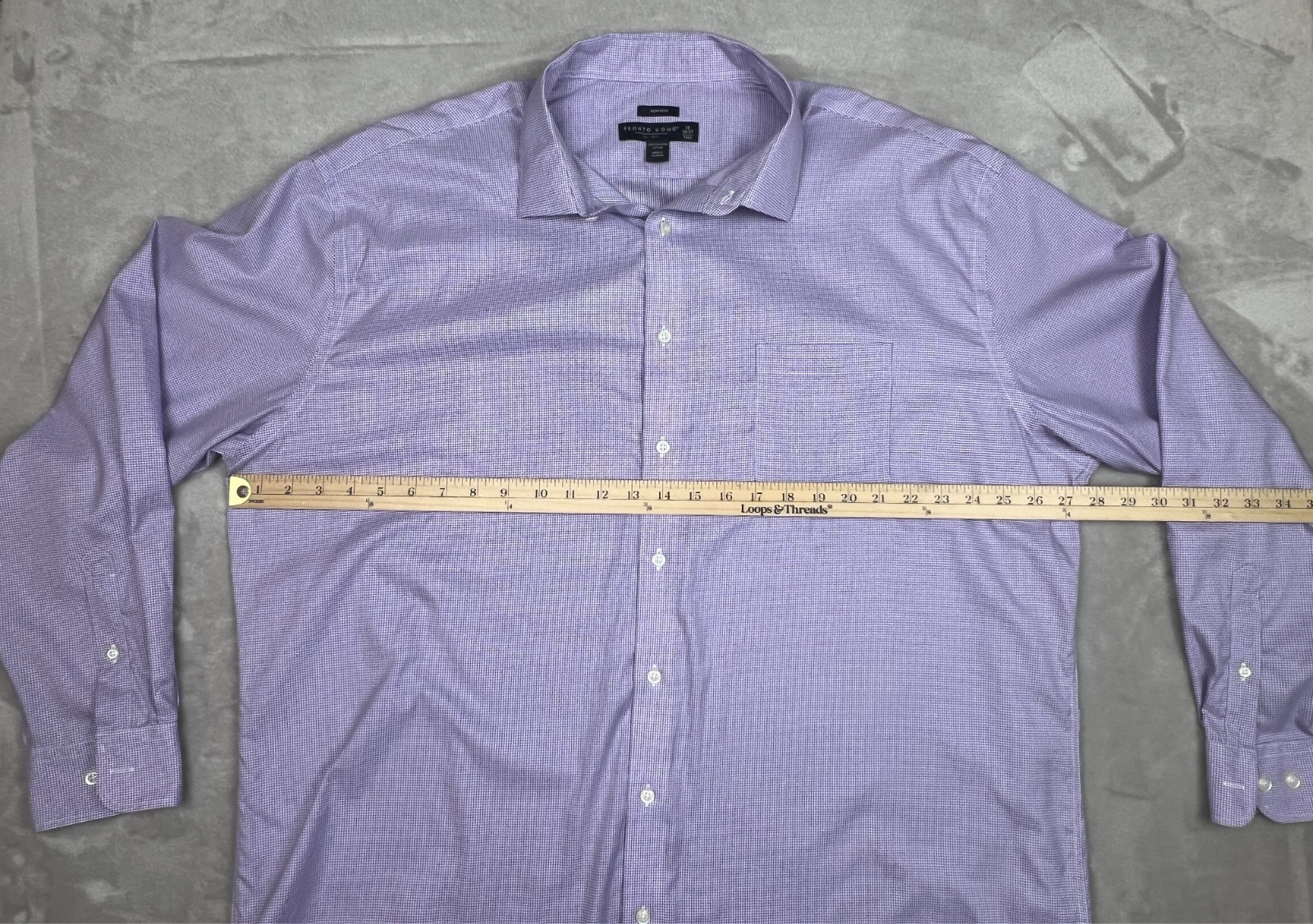 Pronto Uomo Mens Purple Dress Shirt 19 36/37 Tall Classic Fit Business Work