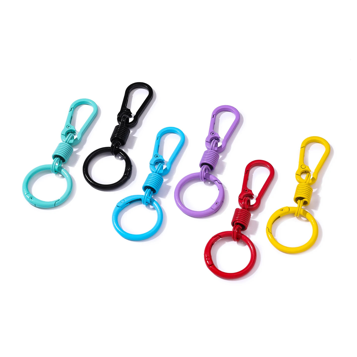 1Pc Colorful Spring Keychain Cute Key Ring Holder Carabiner Buckle for DIY Jewel
