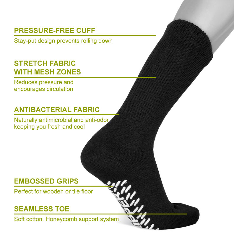 3, 6, or 12 Pairs Diabetic CREW circulatory Socks Health Men’s NON SKID SOLE