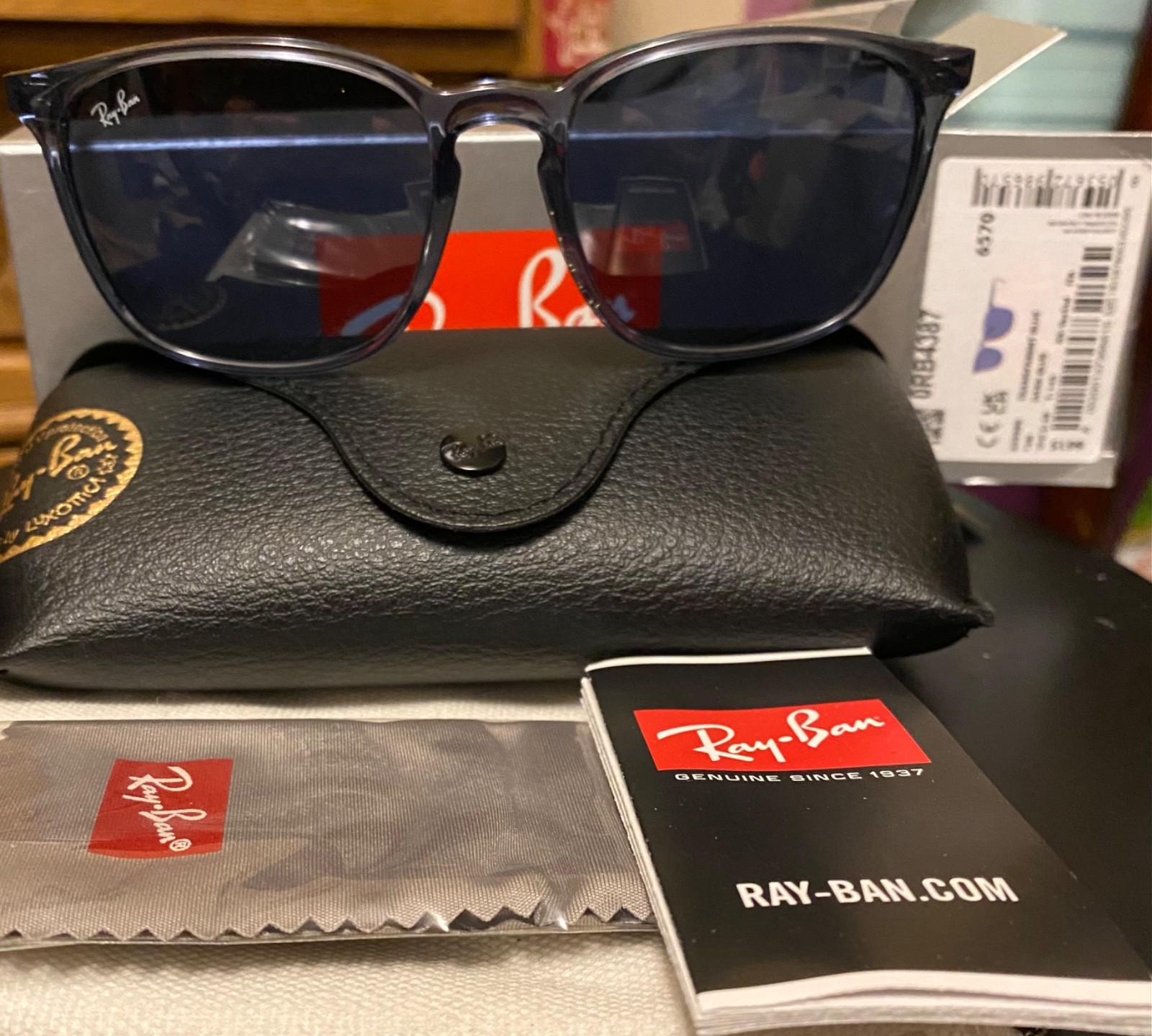 Ray Ban RB4387 145/18/56 Men’s Transparent Blue Sunglasses