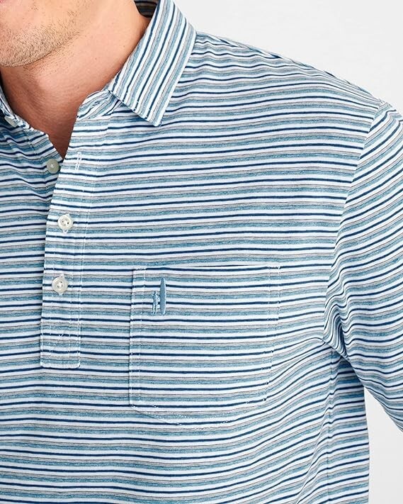 NWT JOHNNIE-O $89 THE ORIGINAL GRADY STRIPE POLO SHIRT IN BONDI BLUE SZ M