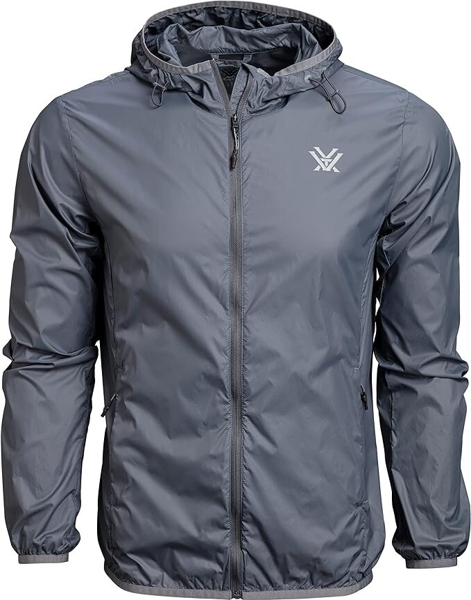 Vortex Optics Men’s L Storm Silencer Full Zip Rain Breaker Jacket Gray