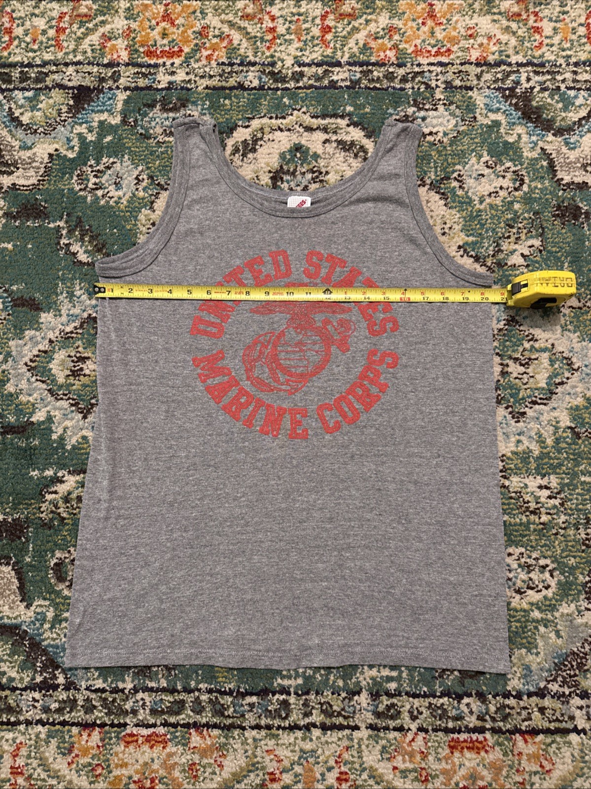 Vtg 90s Jerzees Men’s Marine Corps Graphic Tank Top Size XL Heather Gray USA