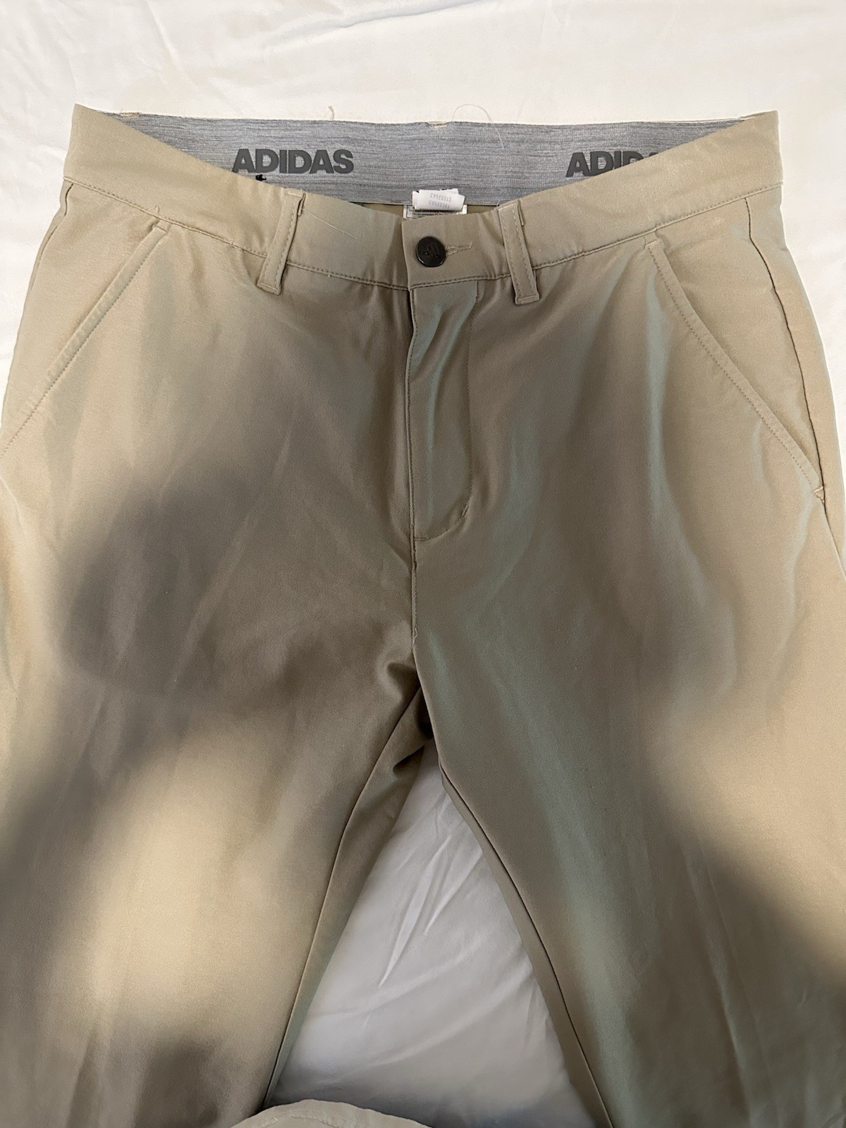 adidas Golf Men’s Beige Chino Pants 30W Regular Fit Straight Twill Flat Front