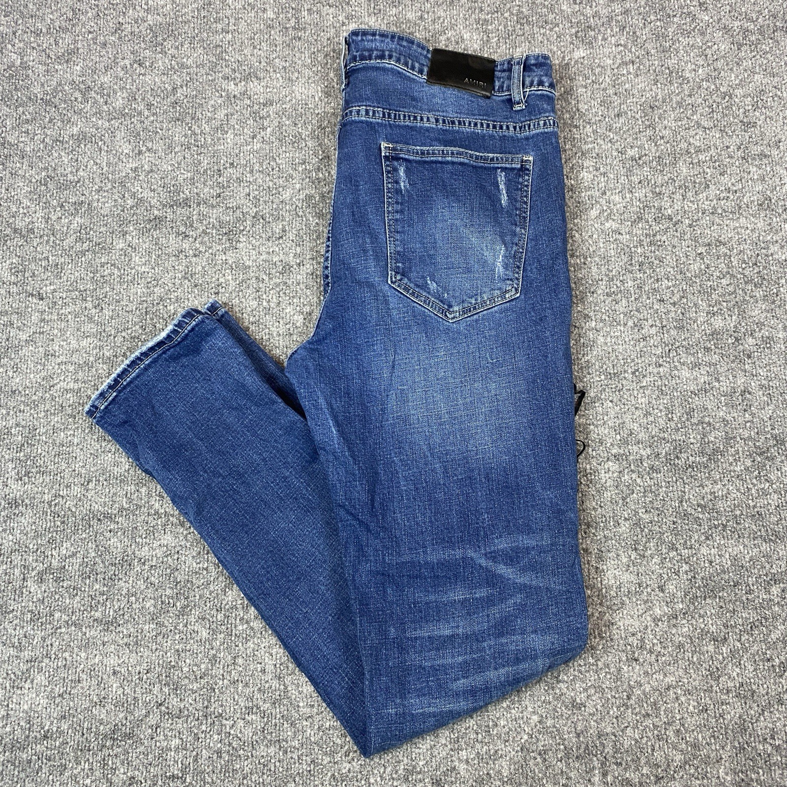 Amiri Jeans Men’s 36X31 (Actual 34X31) Blue Denim Slim Straight Distressed
