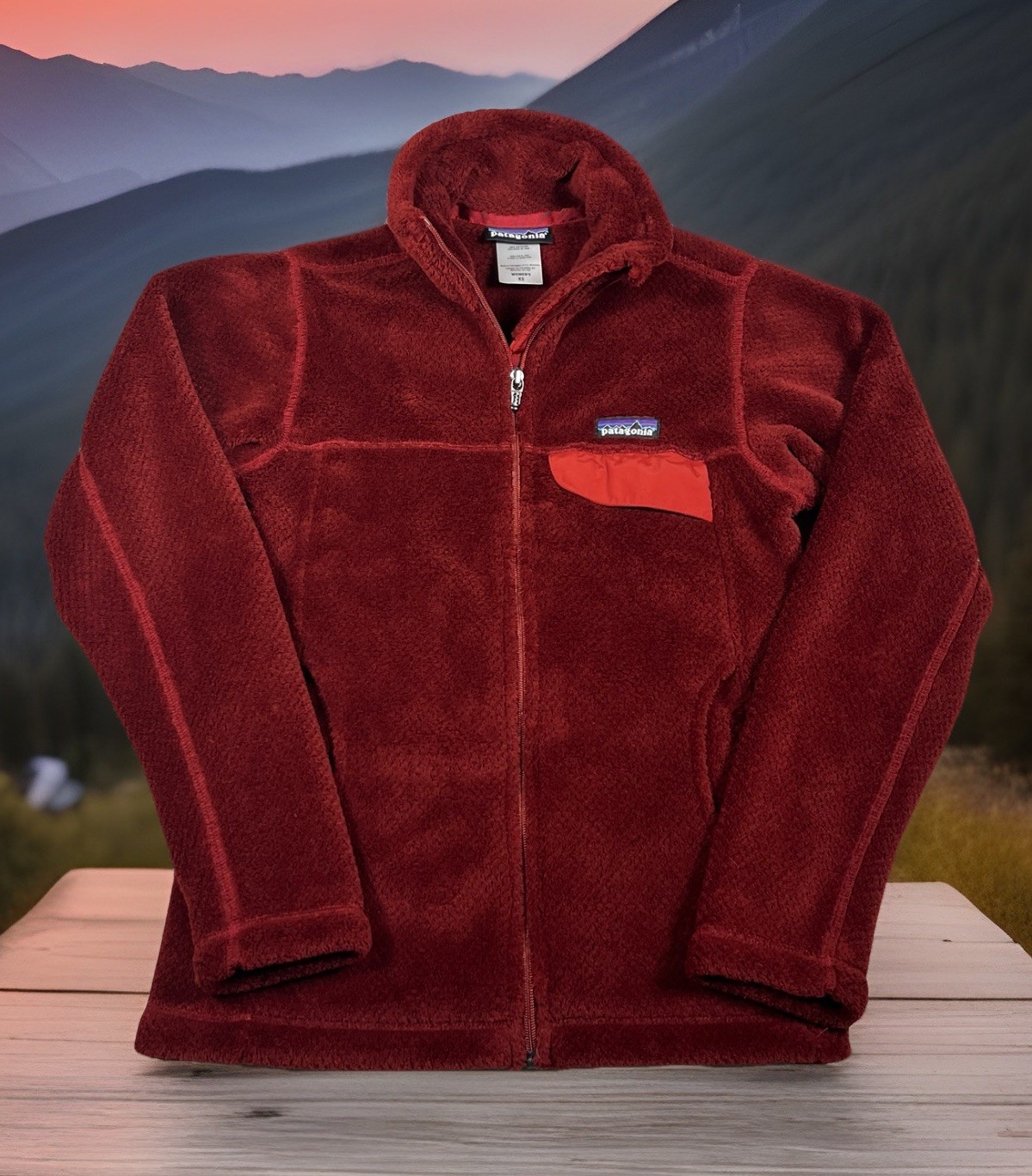 Patagonia Womens Re-Tool Full Zip Fleece Jacket Burgundy Red XS Teddy Gorpcore