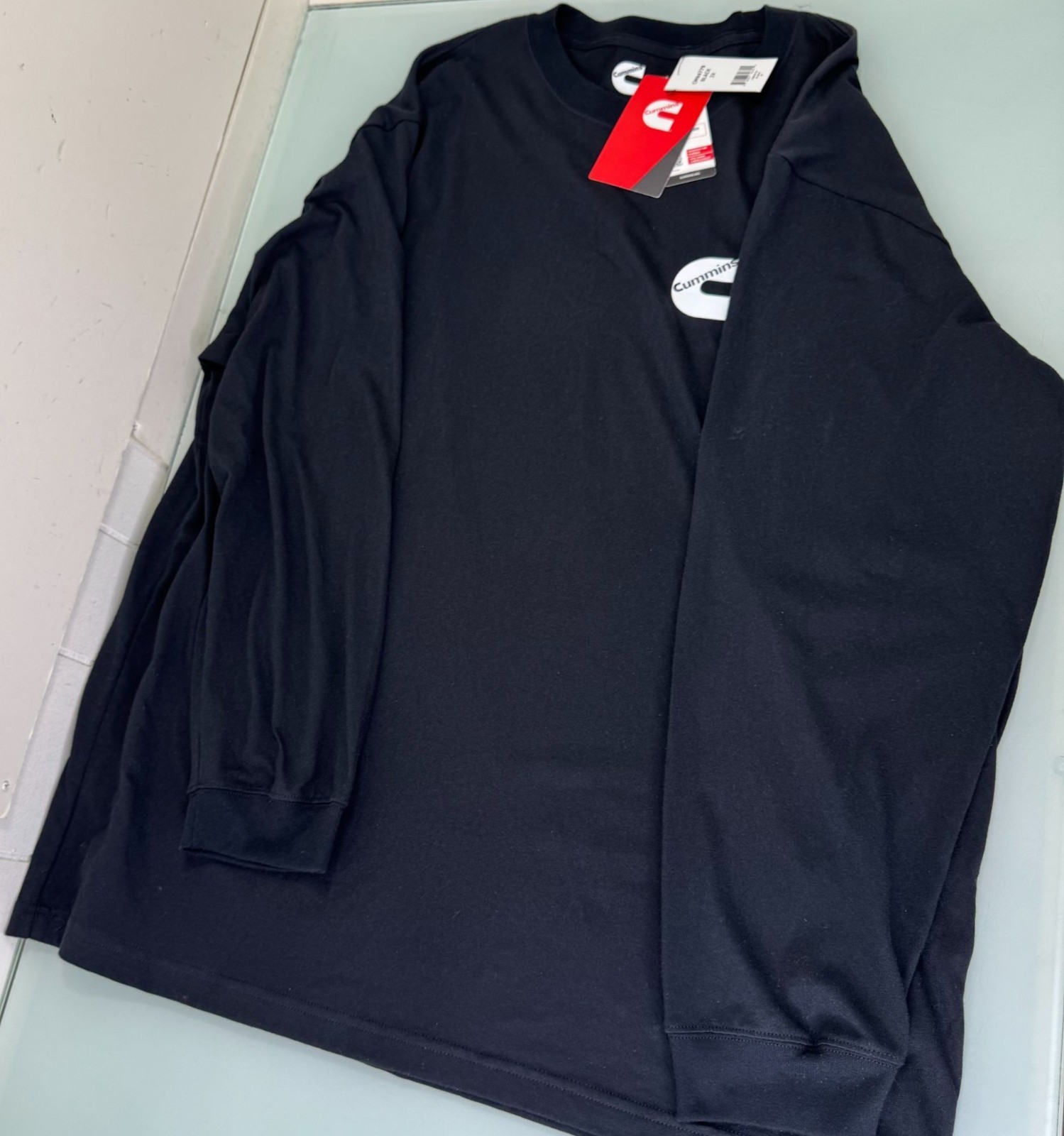 Cummins T Shirt Mens 2XL 2X Black Long Sleeve Crewneck Logo Mechanic Workwear