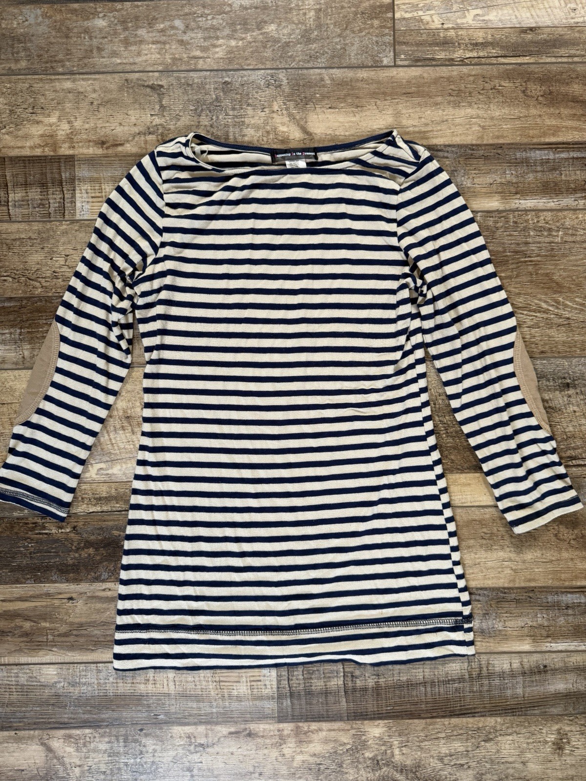 Happening In The Present Women’s Striped 3/4 Sleeve Shirt Top Size S
