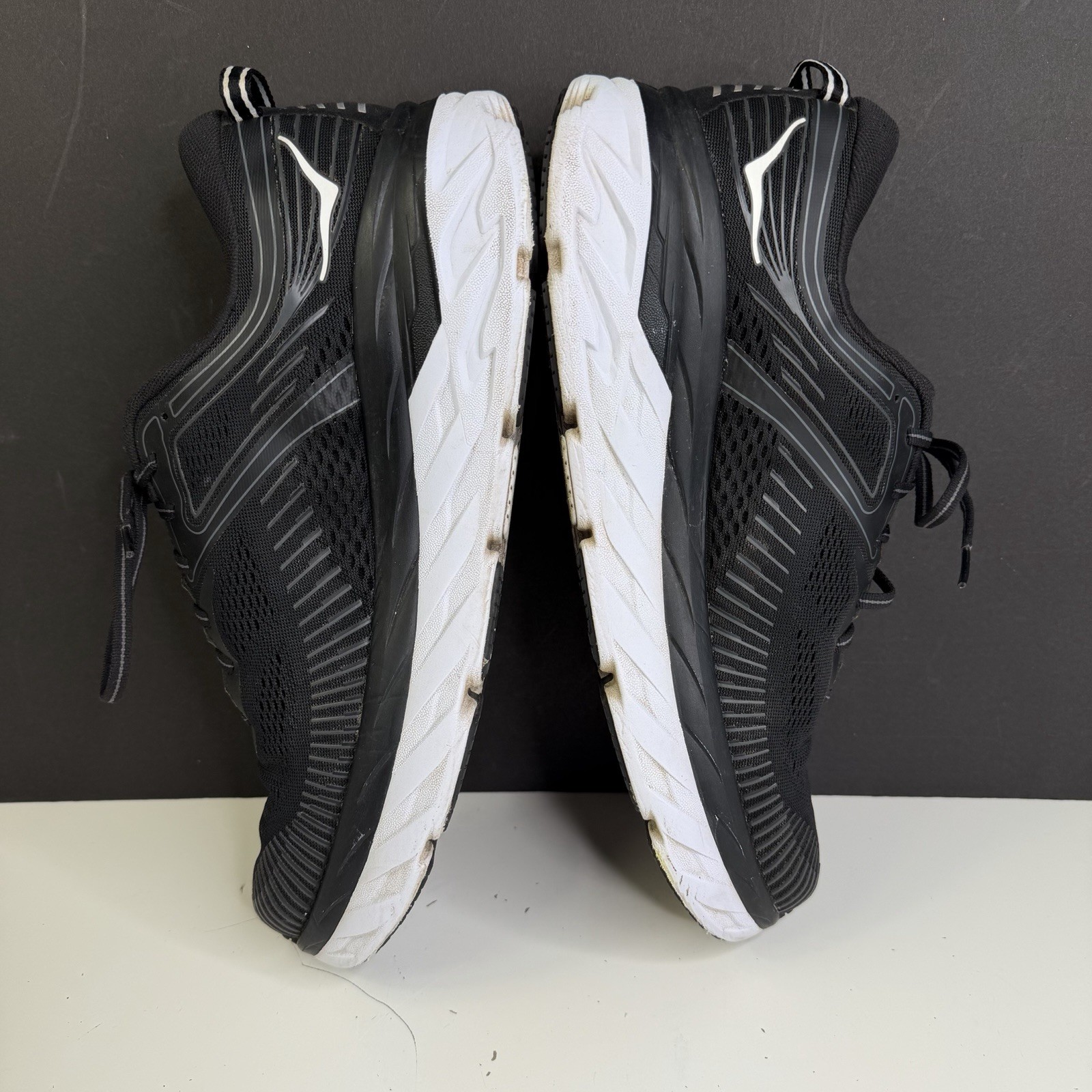 HOKA Bondi 7 Men’s Size 12 Running Walking Gym Shoes Black White 1110518