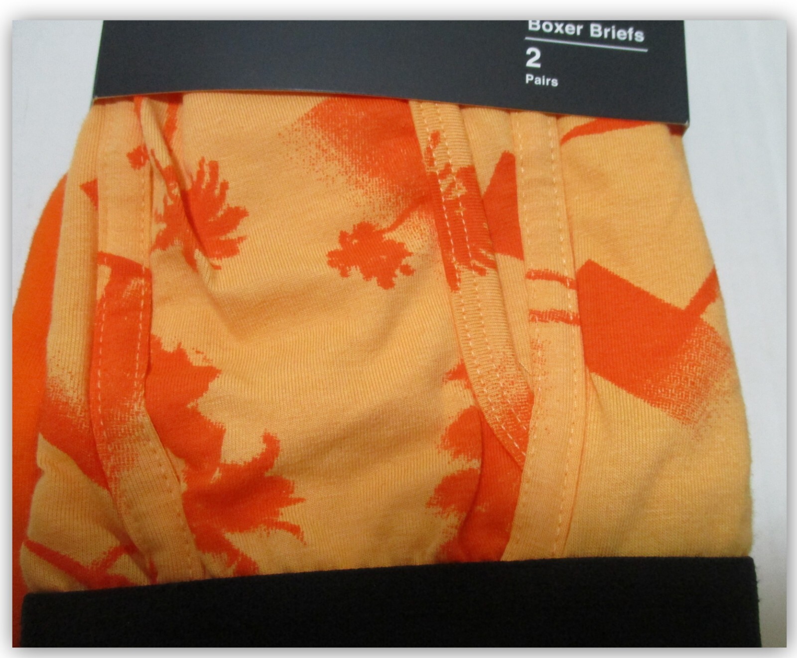 BOXER BRIEFS 2pk Palms Beach Print & Orange soft stretch Knit fabric Original U