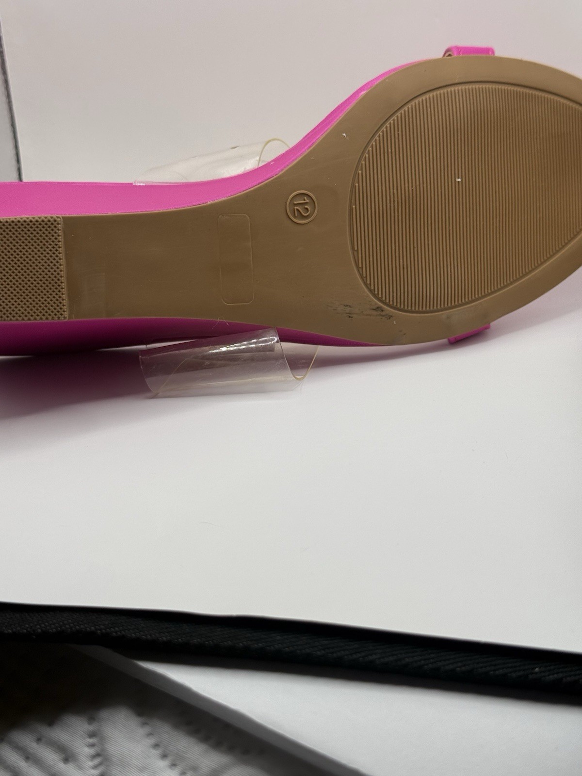 Solid Pink Clear Strap Slide Mule Open Toe Slip On Wedge Heel Women’s 12