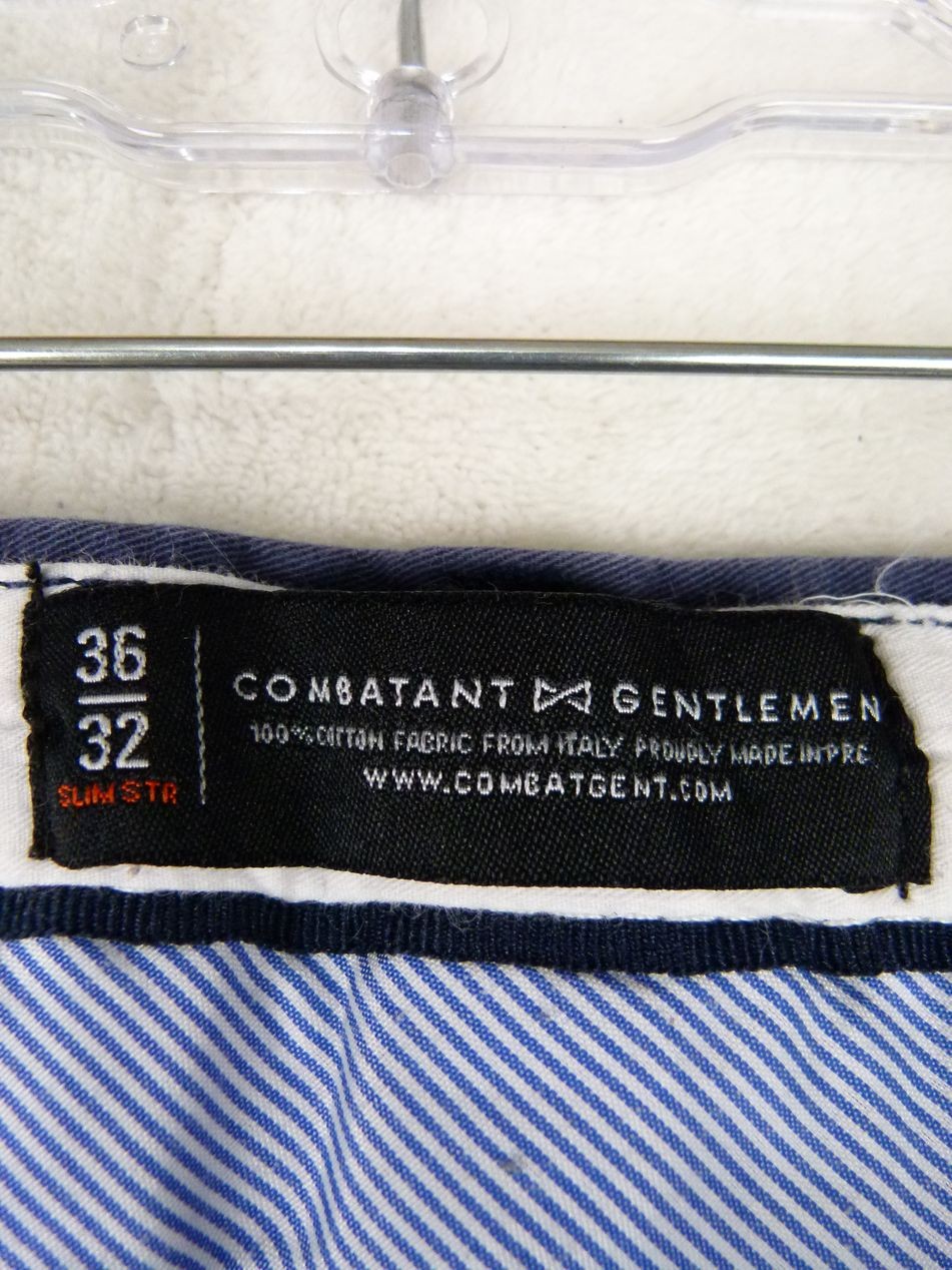 Shortened Combatant Gentlemen Men 36×32 (36×29 Actual) Navy Slim Cotton Pants