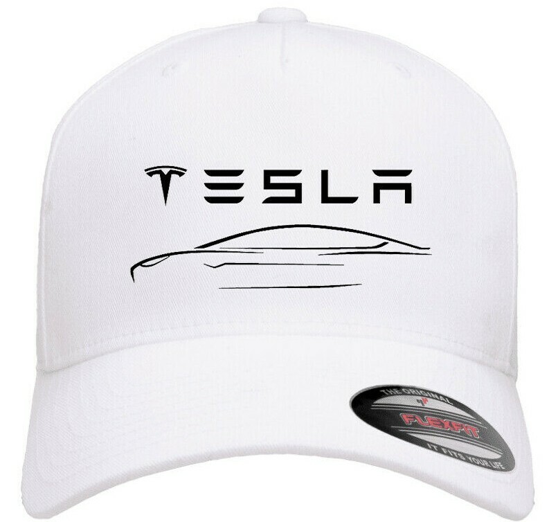 Tesla Motor Car Auto Logo on Hat Flexfit Baseball Cap Printed Emblem S/M & L/XL