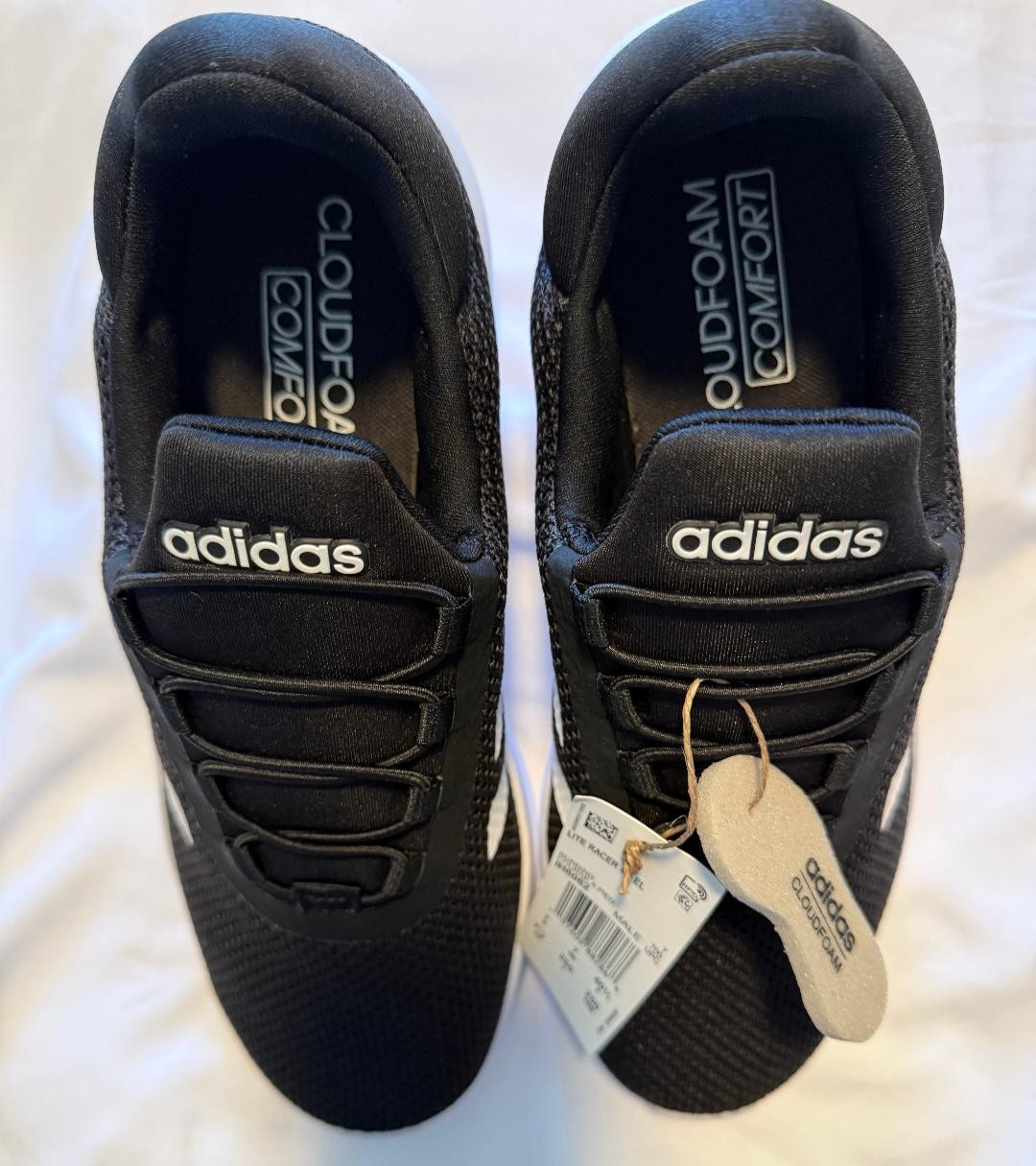 New Men’s Adidas 7.5 Lite Racer 4.0 Cloudfoam Comfort Running Shoes Black White