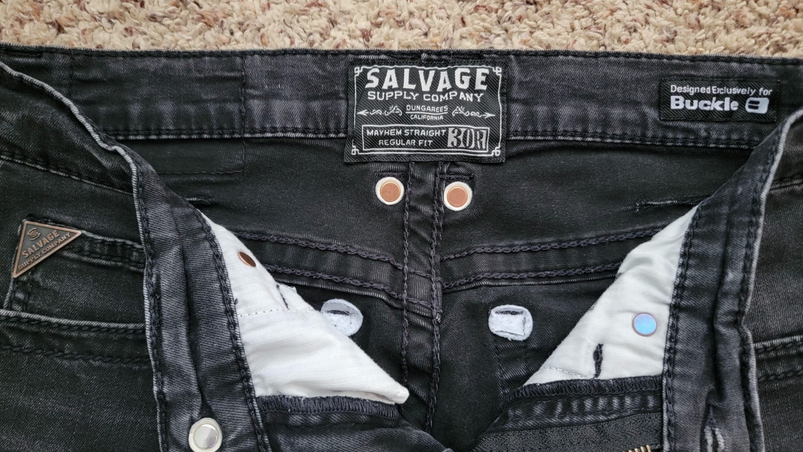 Salvage Supply Co Jeans Men 29×32 Faded Black Buckle Mayhem Straight