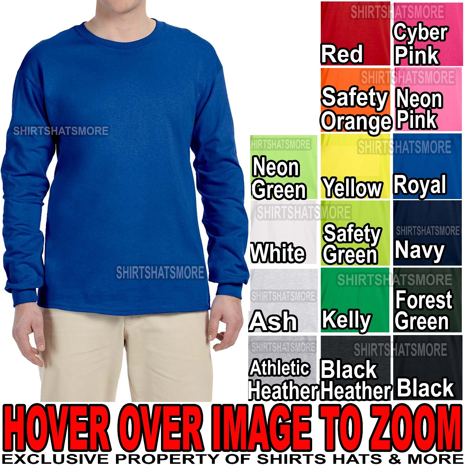 MENS Long SLEEVE T-Shirt Fruit of the Loom PRESHRUNK Heavy Cotton S-XL 2XL 3XL