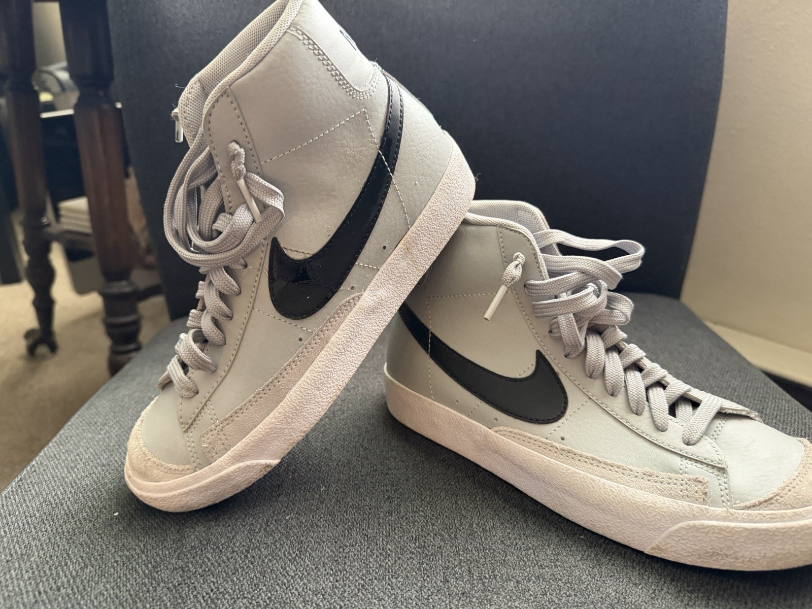 Nike High Top Unisex Kids Sneaker White/Black US 5Y Leather DA4086-003